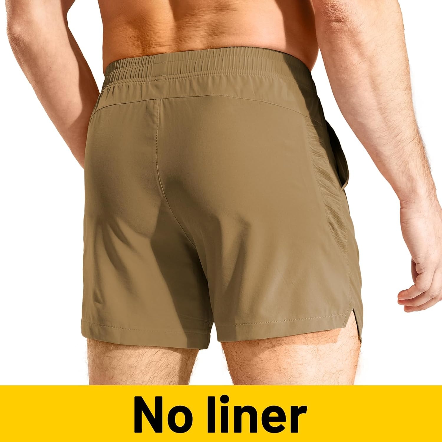 image:imageMIER Mens Workout Running Shorts Quick Dry Active 5 Inches Shorts with Pockets Lightweight BreathableKhaki Without Zipper