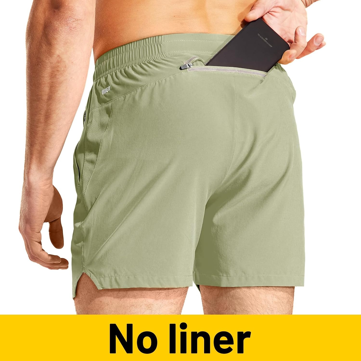 image:imageMIER Mens Workout Running Shorts Quick Dry Active 5 Inches Shorts with Pockets Lightweight BreathableLight Green With Zipper