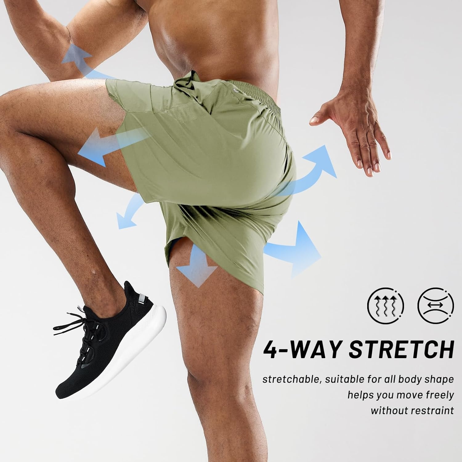 image:imageMIER Mens Workout Running Shorts Quick Dry Active 5 Inches Shorts with Pockets Lightweight BreathableLight Green Without Zipper
