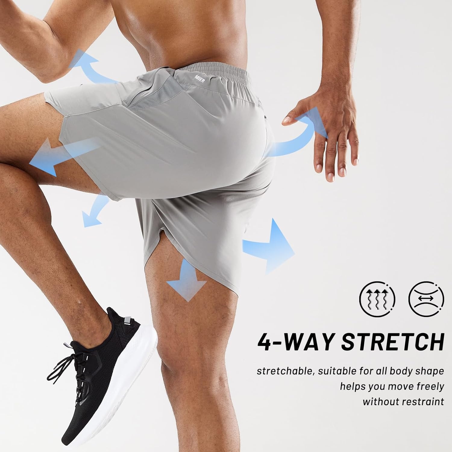 image:imageMIER Mens Workout Running Shorts Quick Dry Active 5 Inches Shorts with Pockets Lightweight BreathableLight Grey With Zipper
