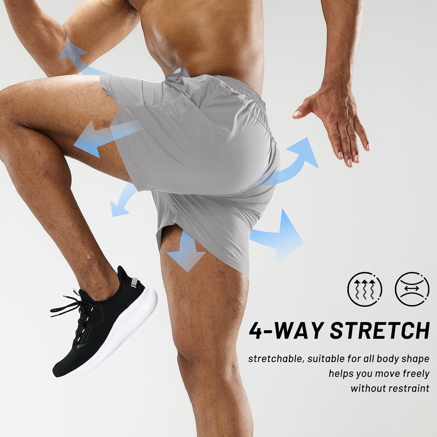 image:imageMIER Mens Workout Running Shorts Quick Dry Active 5 Inches Shorts with Pockets Lightweight BreathableLight Grey Without Zipper