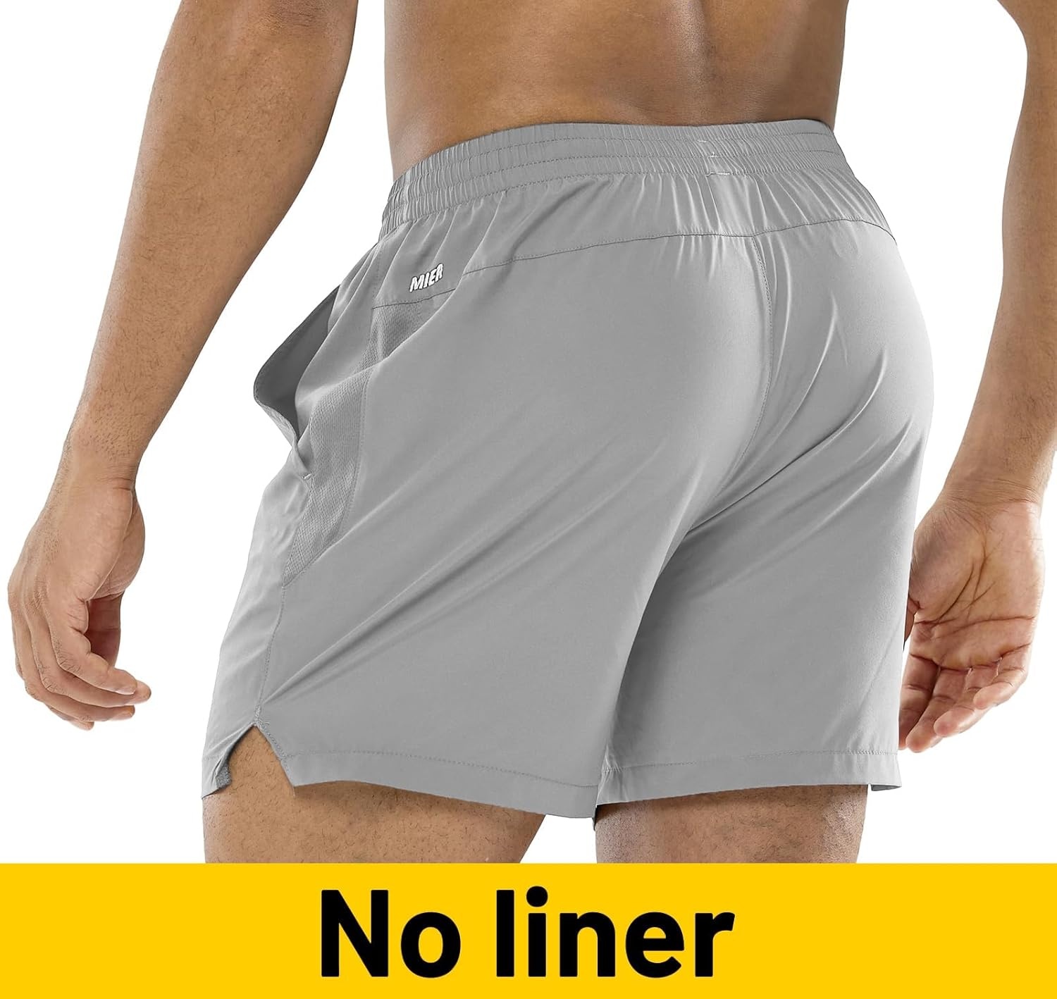 image:imageMIER Mens Workout Running Shorts Quick Dry Active 5 Inches Shorts with Pockets Lightweight BreathableLight Grey Without Zipper