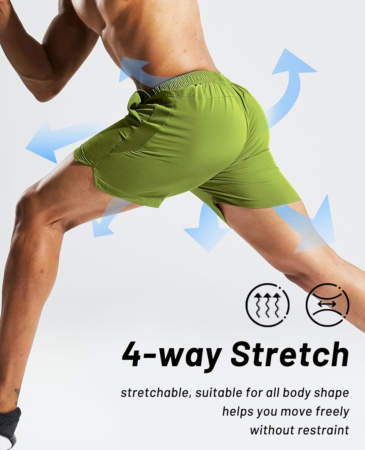 image:imageMIER Mens Workout Running Shorts Quick Dry Active 5 Inches Shorts with Pockets Lightweight BreathableMoss Green Without Zipper