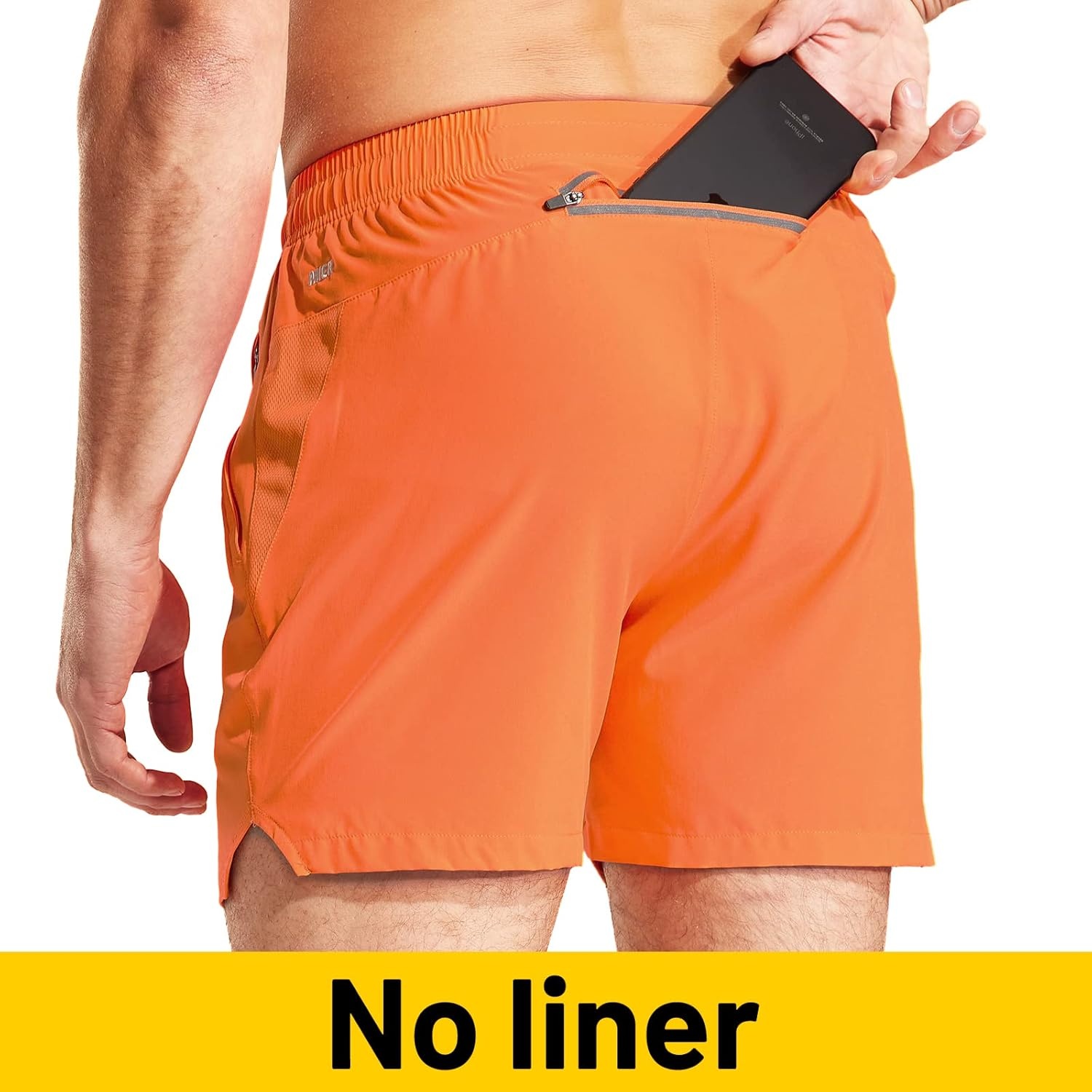 image:imageMIER Mens Workout Running Shorts Quick Dry Active 5 Inches Shorts with Pockets Lightweight BreathableOrange With Zipper