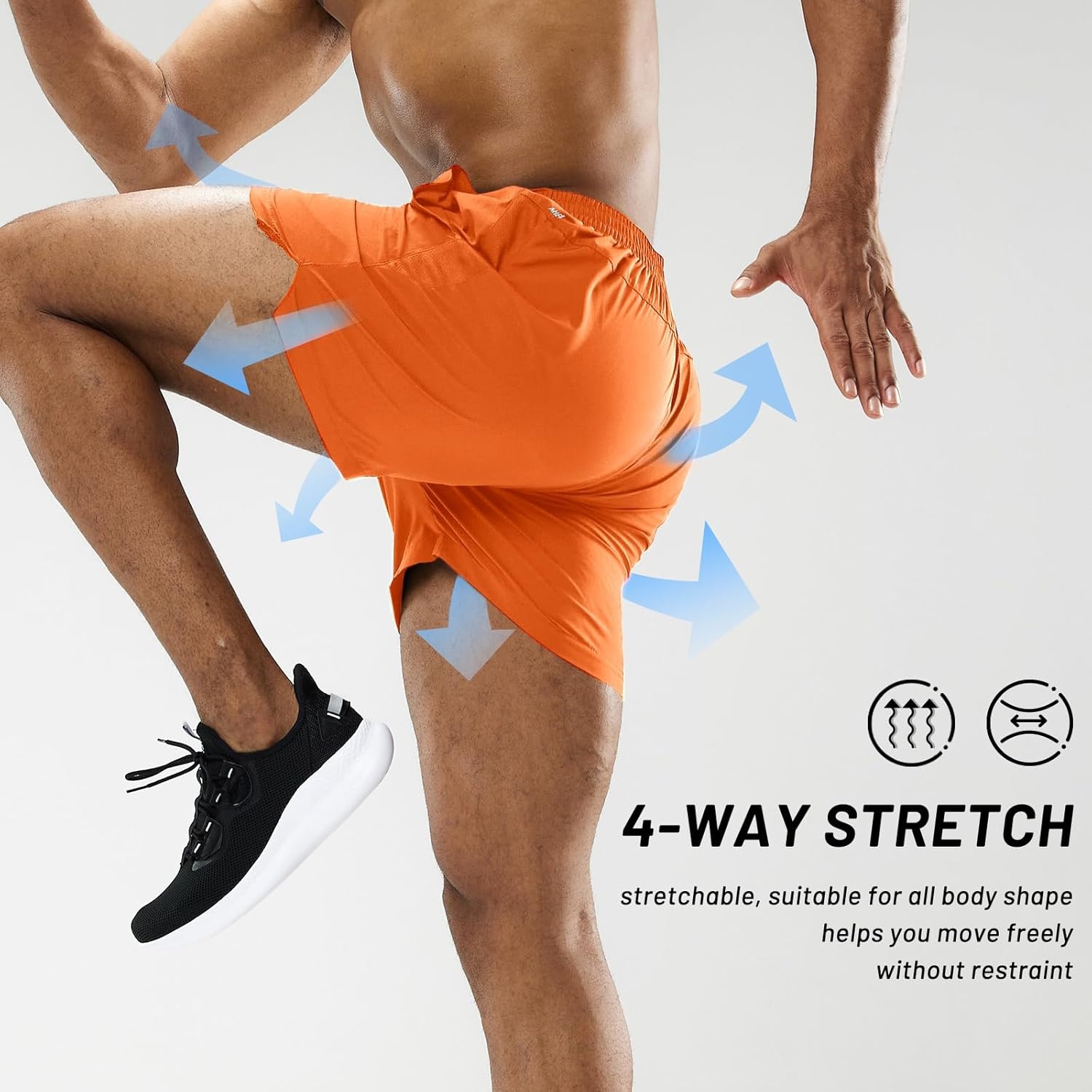 image:imageMIER Mens Workout Running Shorts Quick Dry Active 5 Inches Shorts with Pockets Lightweight BreathableOrange Without Zipper