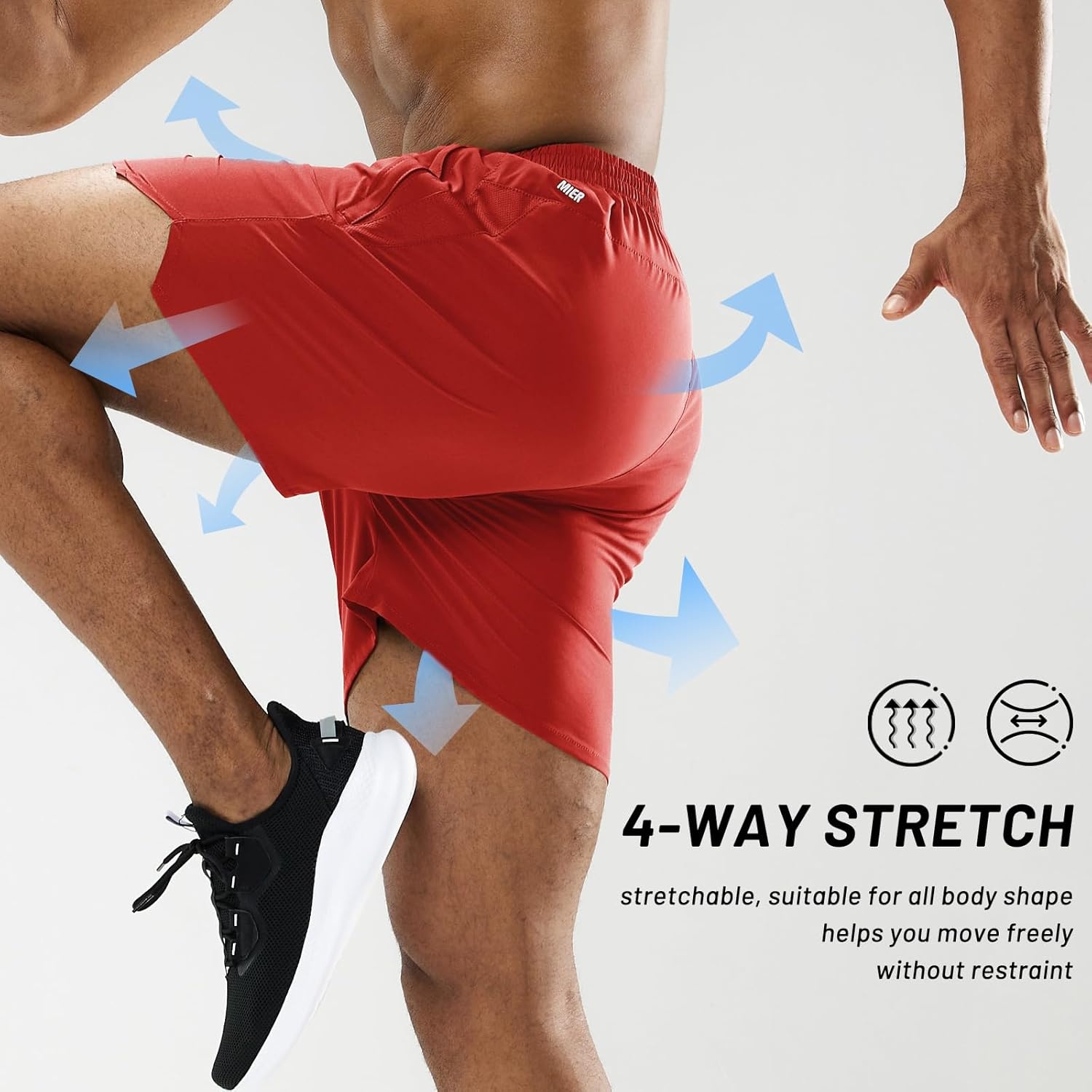 image:imageMIER Mens Workout Running Shorts Quick Dry Active 5 Inches Shorts with Pockets Lightweight BreathableRed With Zipper
