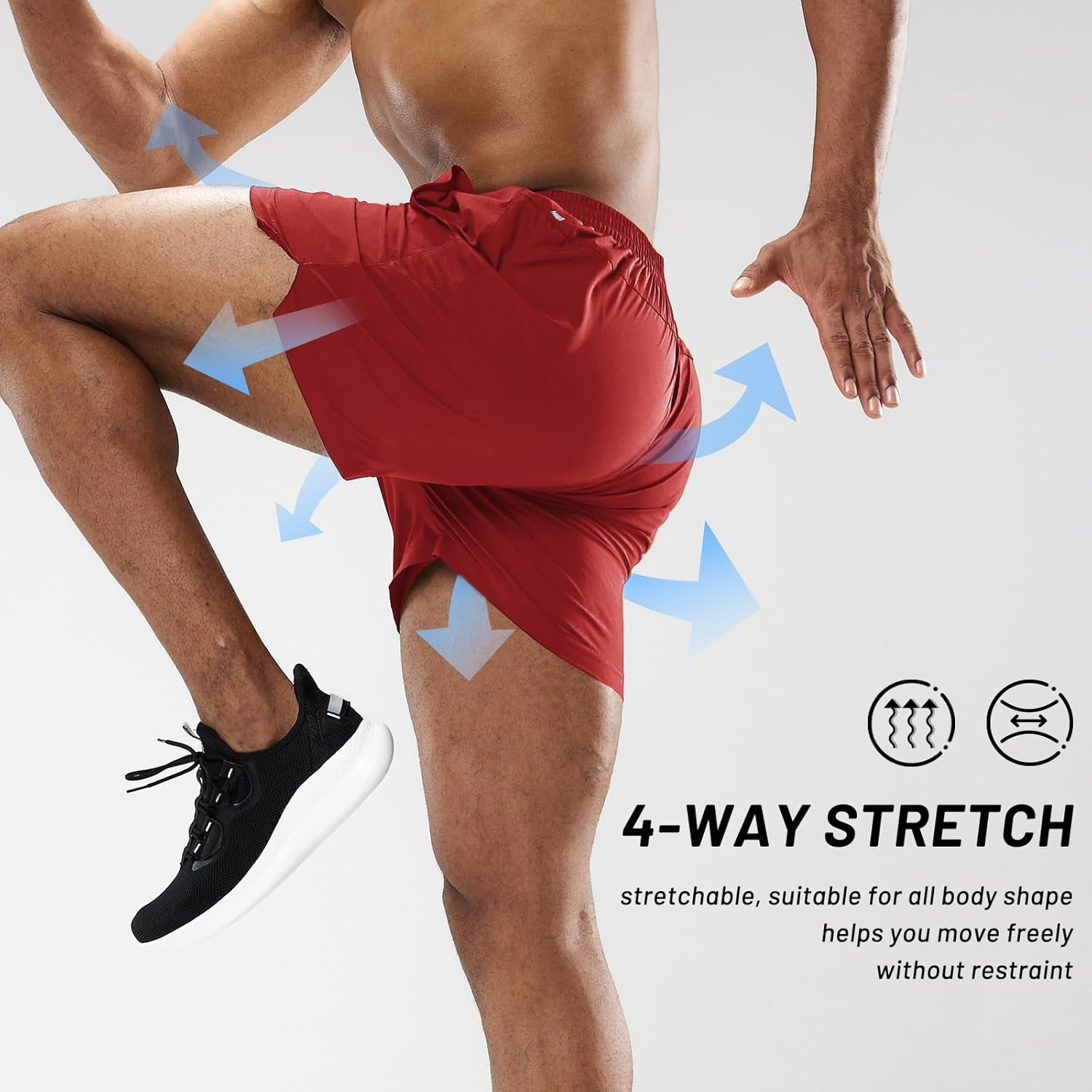 image:imageMIER Mens Workout Running Shorts Quick Dry Active 5 Inches Shorts with Pockets Lightweight BreathableRed Without Zipper