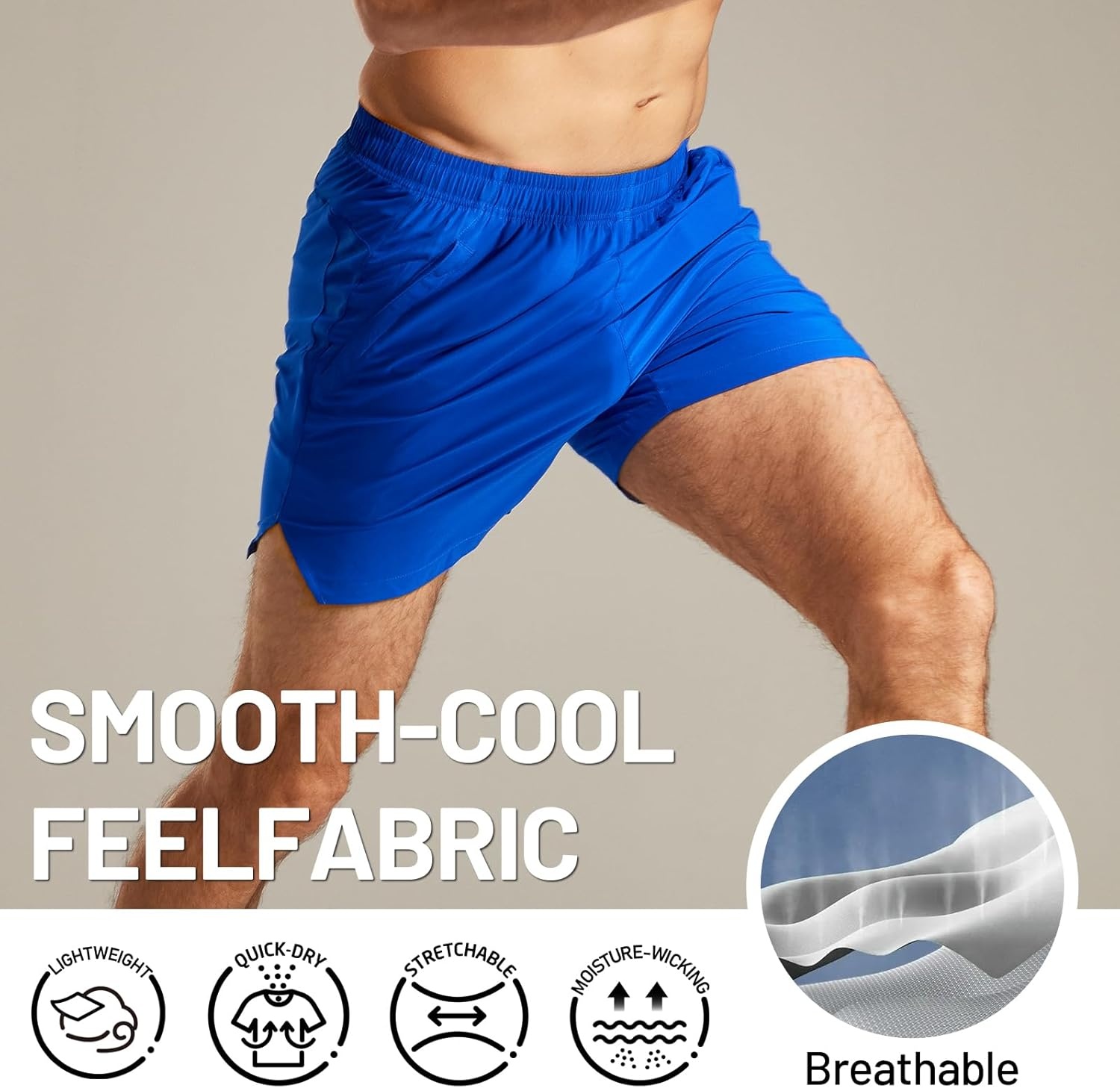 image:imageMIER Mens Workout Running Shorts Quick Dry Active 5 Inches Shorts with Pockets Lightweight BreathableRoyal Blue With Zipper