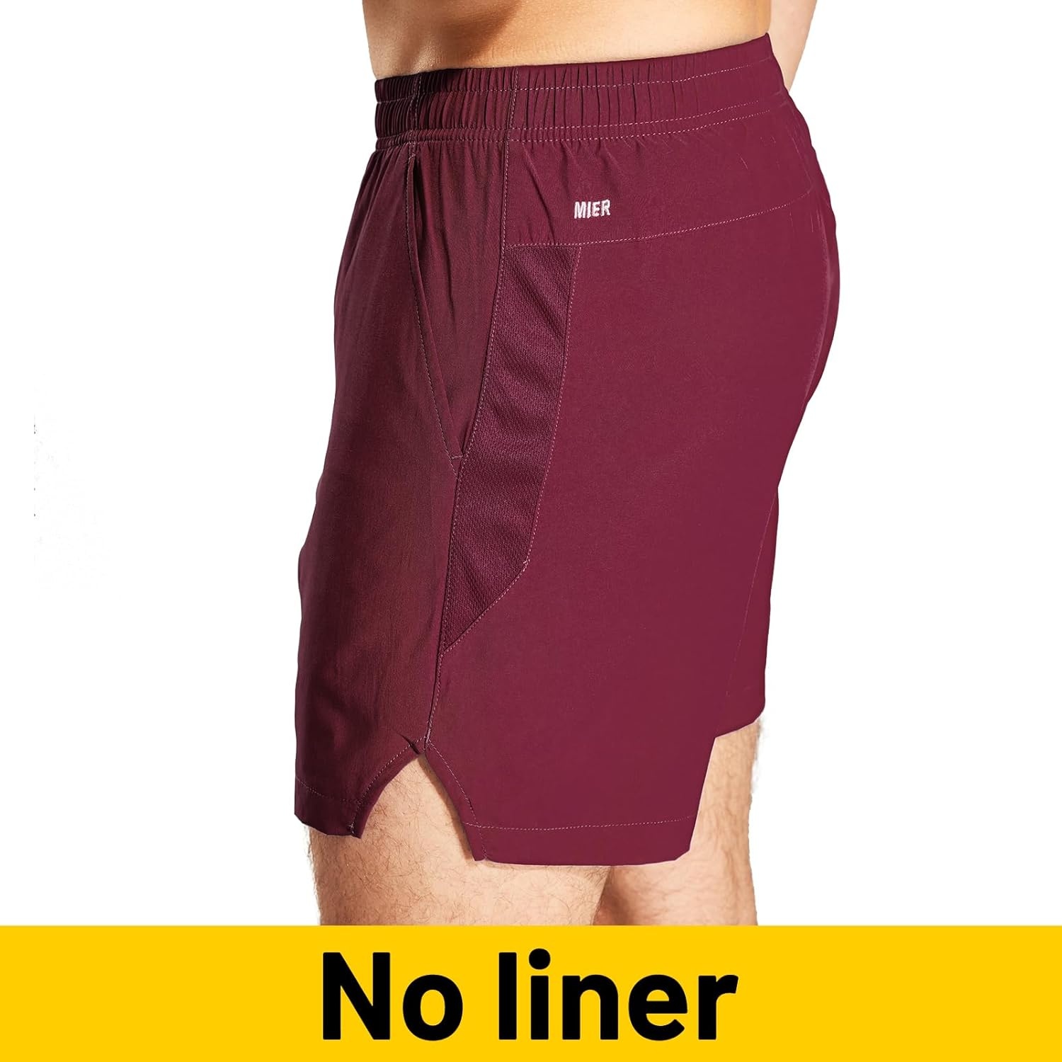 image:imageMIER Mens Workout Running Shorts Quick Dry Active 5 Inches Shorts with Pockets Lightweight BreathableWine Without Zipper