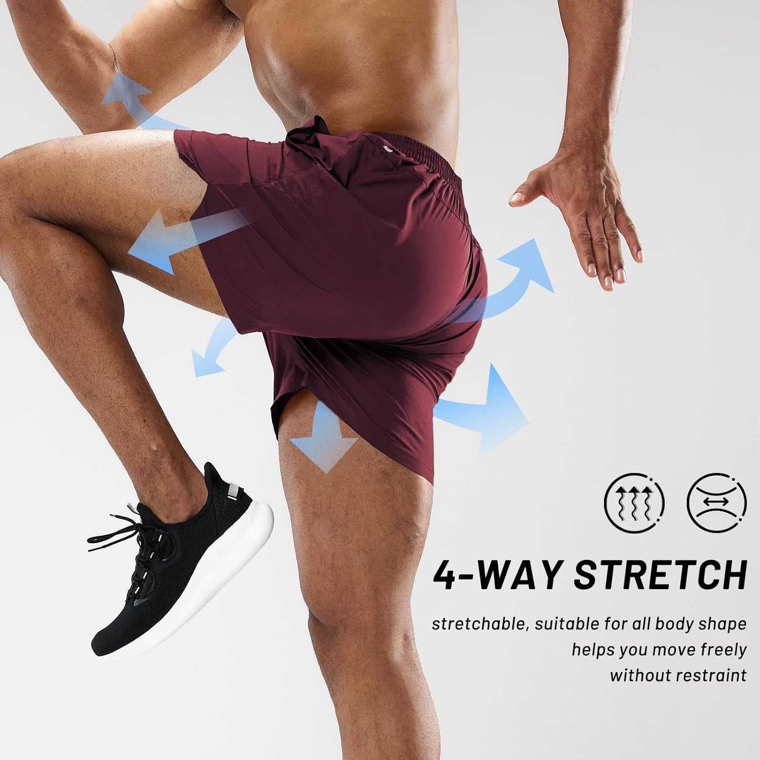 image:imageMIER Mens Workout Running Shorts Quick Dry Active 5 Inches Shorts with Pockets Lightweight BreathableWine Without Zipper