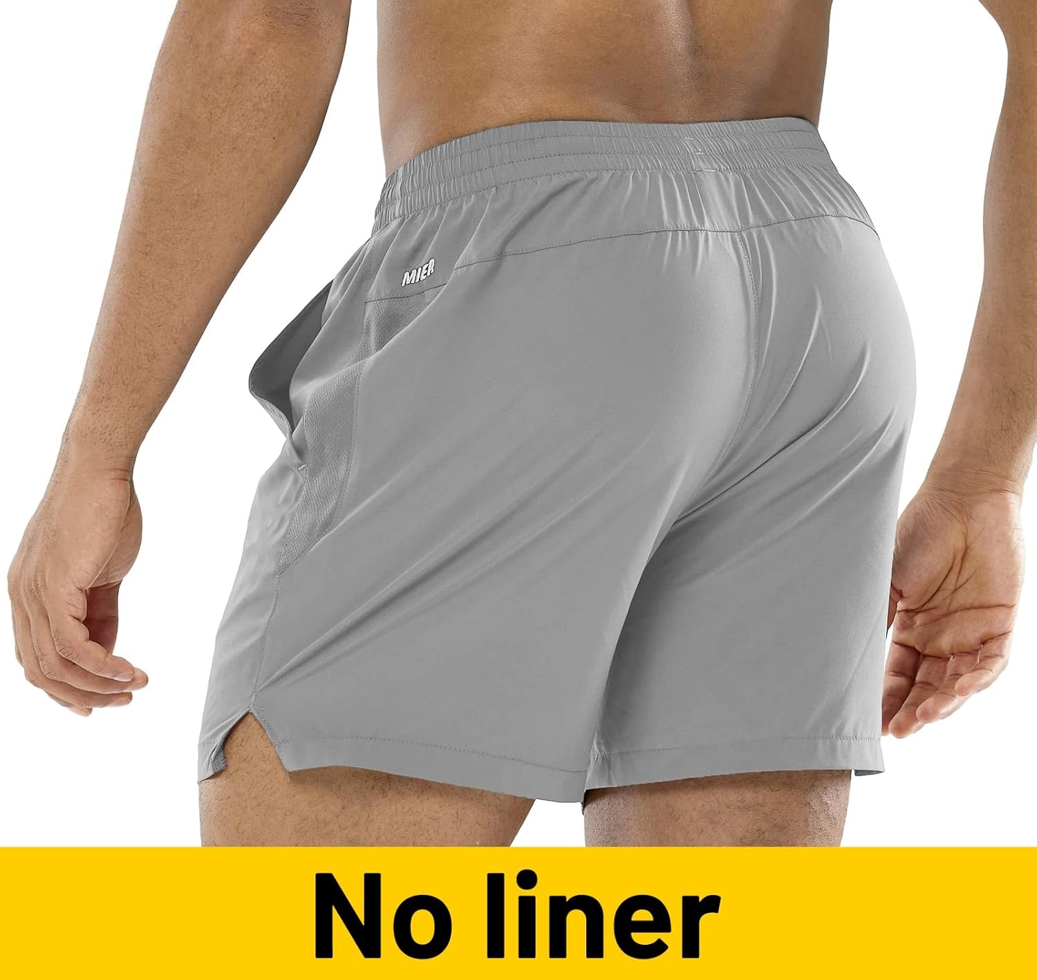 image:imageMIER Mens Workout Running Shorts Quick Dry Active 5 Inches Shorts with Pockets Lightweight BreathableY Black Light Grey Without Zipper