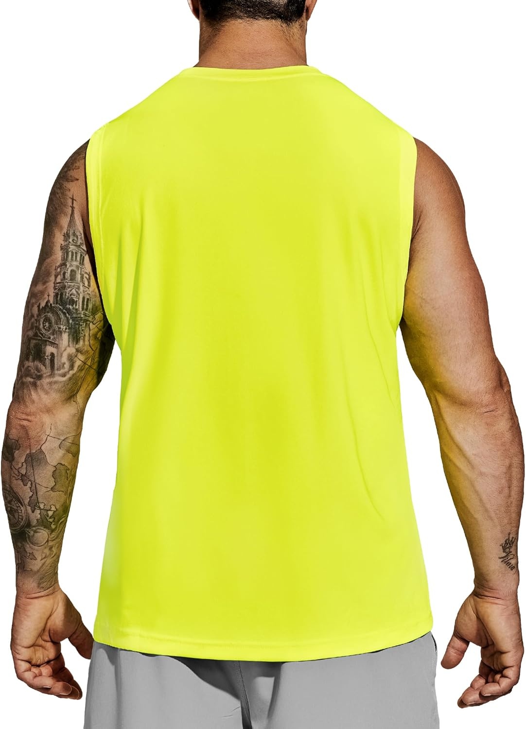 image:imageMIER Mens Workout Tank Tops Quick Dry Sleeveless UPF 50 Muscle Tee Shirts for Athletic Gym Running Swim Beach TrainingLemon Green
