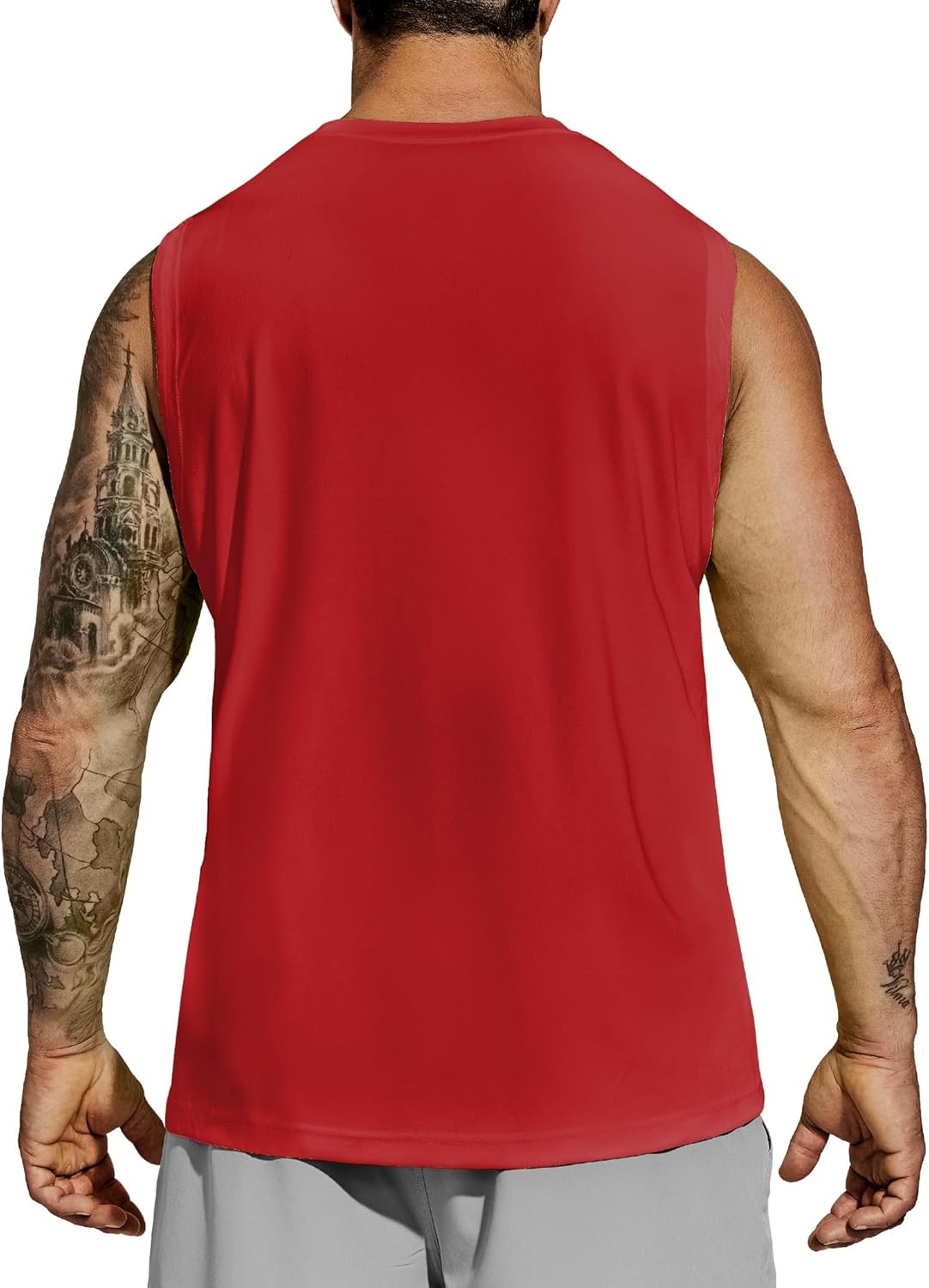 image:imageMIER Mens Workout Tank Tops Quick Dry Sleeveless UPF 50 Muscle Tee Shirts for Athletic Gym Running Swim Beach TrainingRed