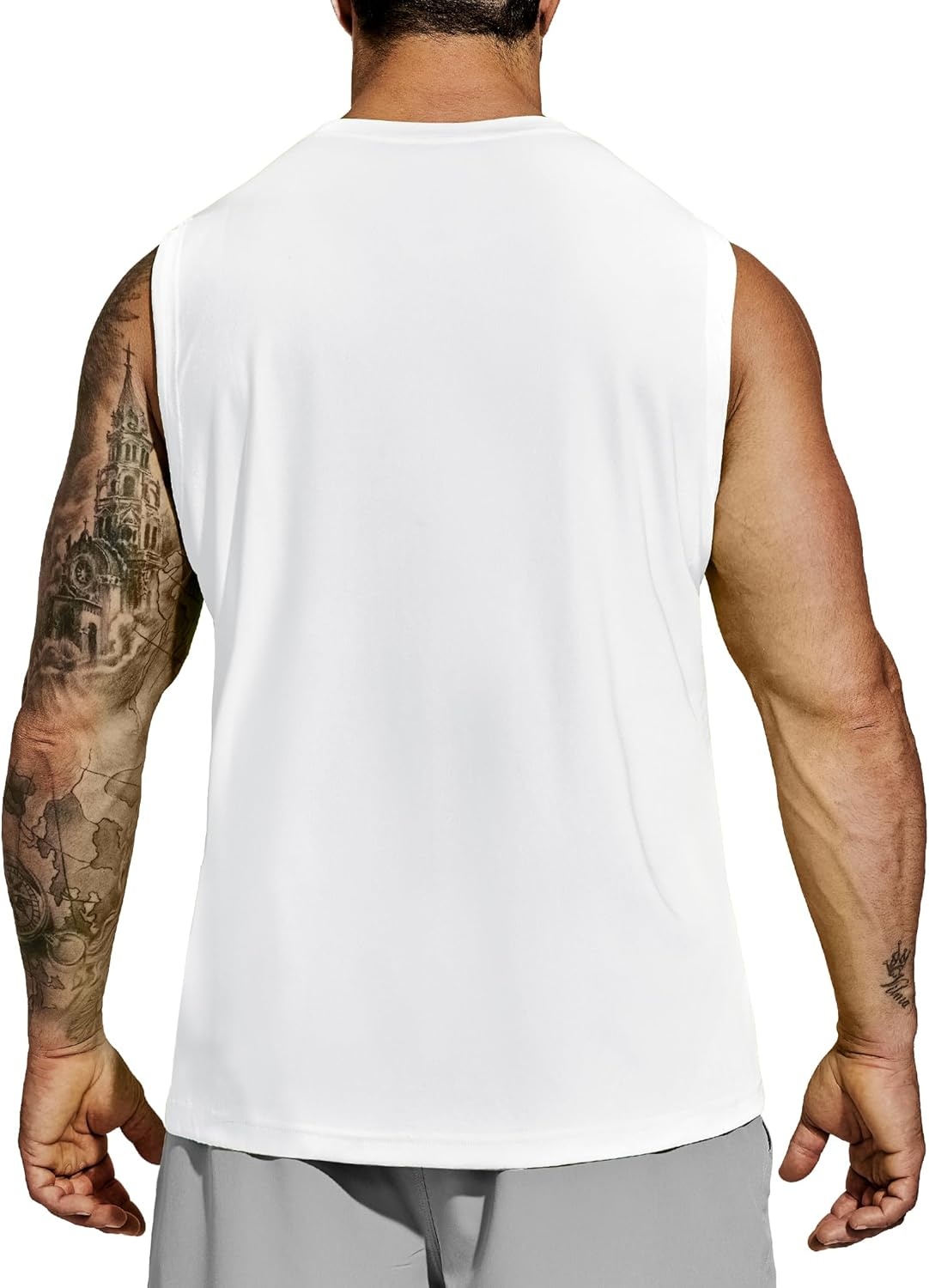 image:imageMIER Mens Workout Tank Tops Quick Dry Sleeveless UPF 50 Muscle Tee Shirts for Athletic Gym Running Swim Beach TrainingWhite