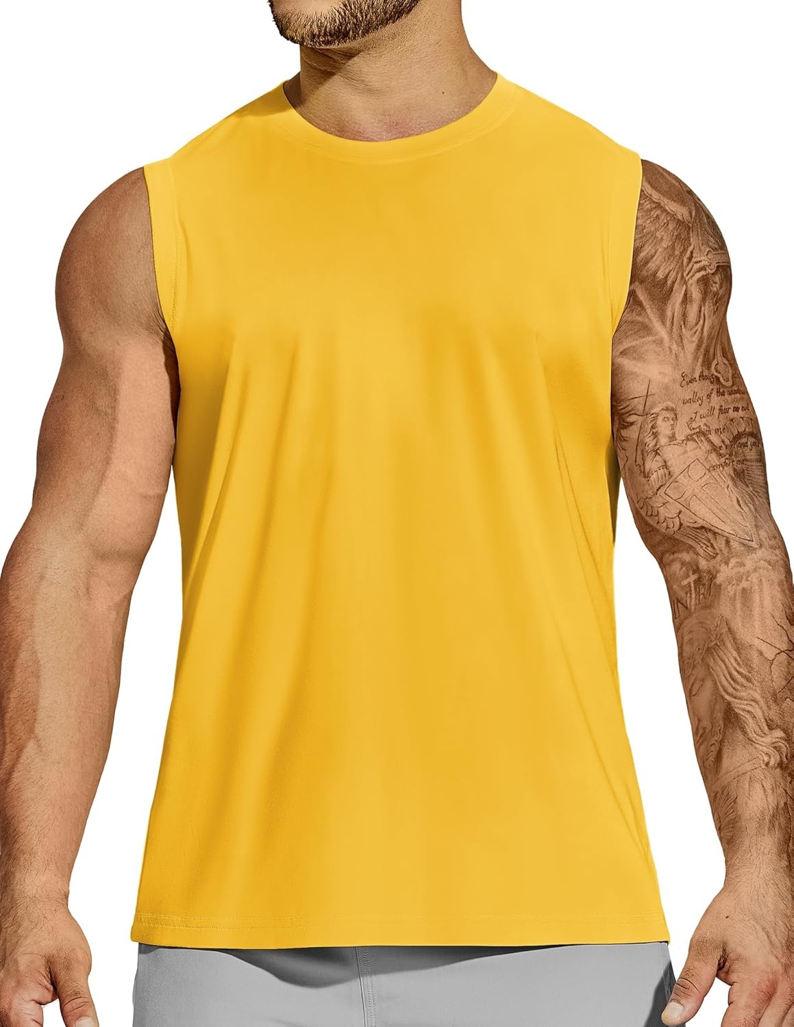 image:imageMIER Mens Workout Tank Tops Quick Dry Sleeveless UPF 50 Muscle Tee Shirts for Athletic Gym Running Swim Beach TrainingYellow Orange