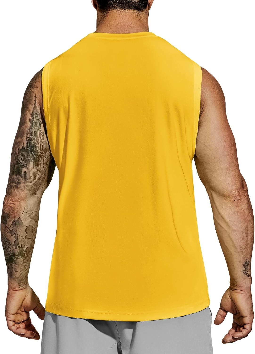 image:imageMIER Mens Workout Tank Tops Quick Dry Sleeveless UPF 50 Muscle Tee Shirts for Athletic Gym Running Swim Beach TrainingYellow Orange