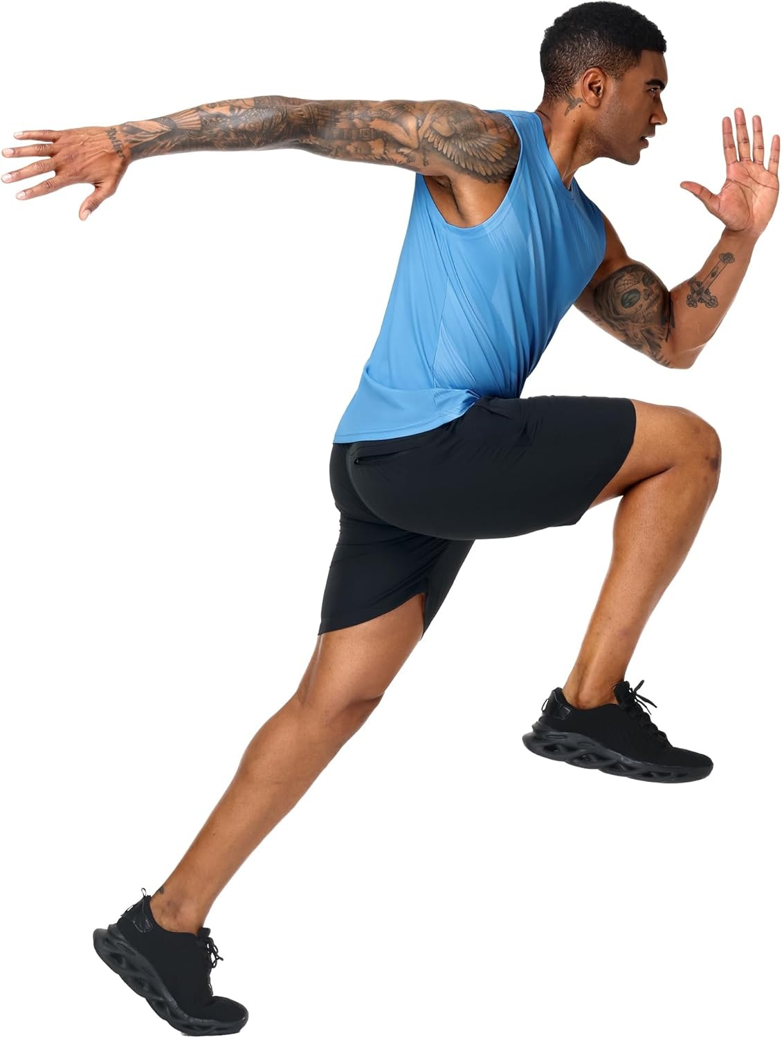 image:imageMIER Mens Workout Tank Tops UPF 50 Swim Shirts Quick Dry Running Sleeveless UV Protection Muscle TeesAero Blue