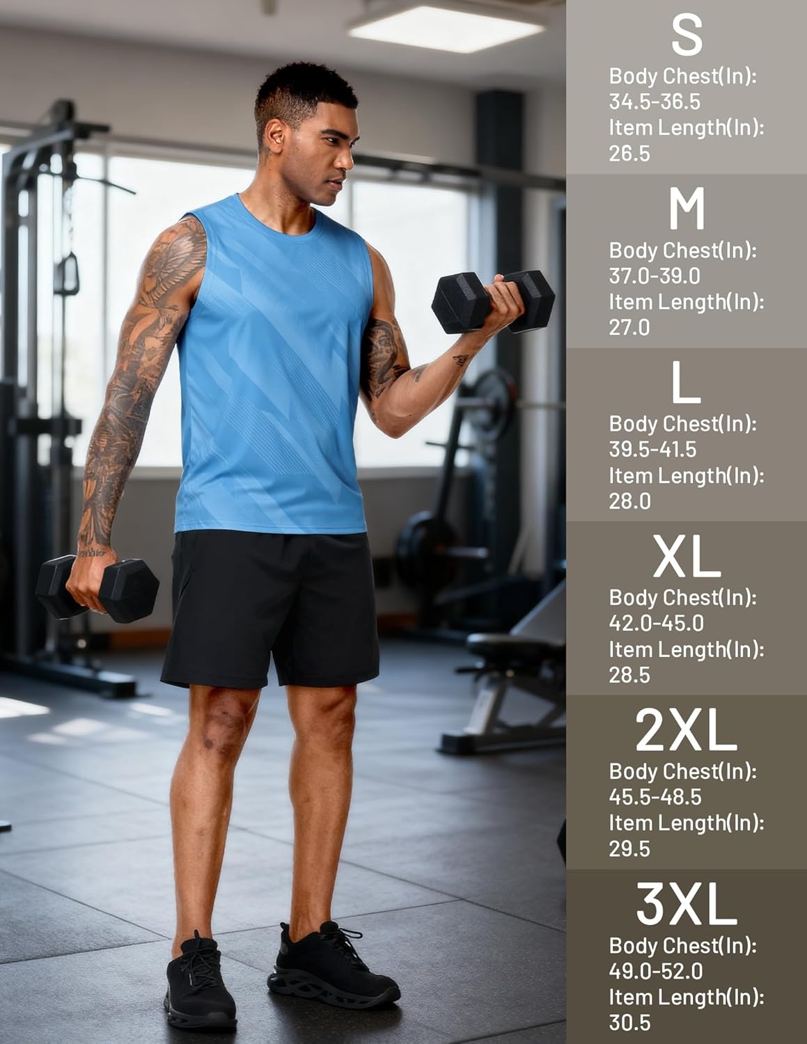 image:imageMIER Mens Workout Tank Tops UPF 50 Swim Shirts Quick Dry Running Sleeveless UV Protection Muscle TeesAero Blue