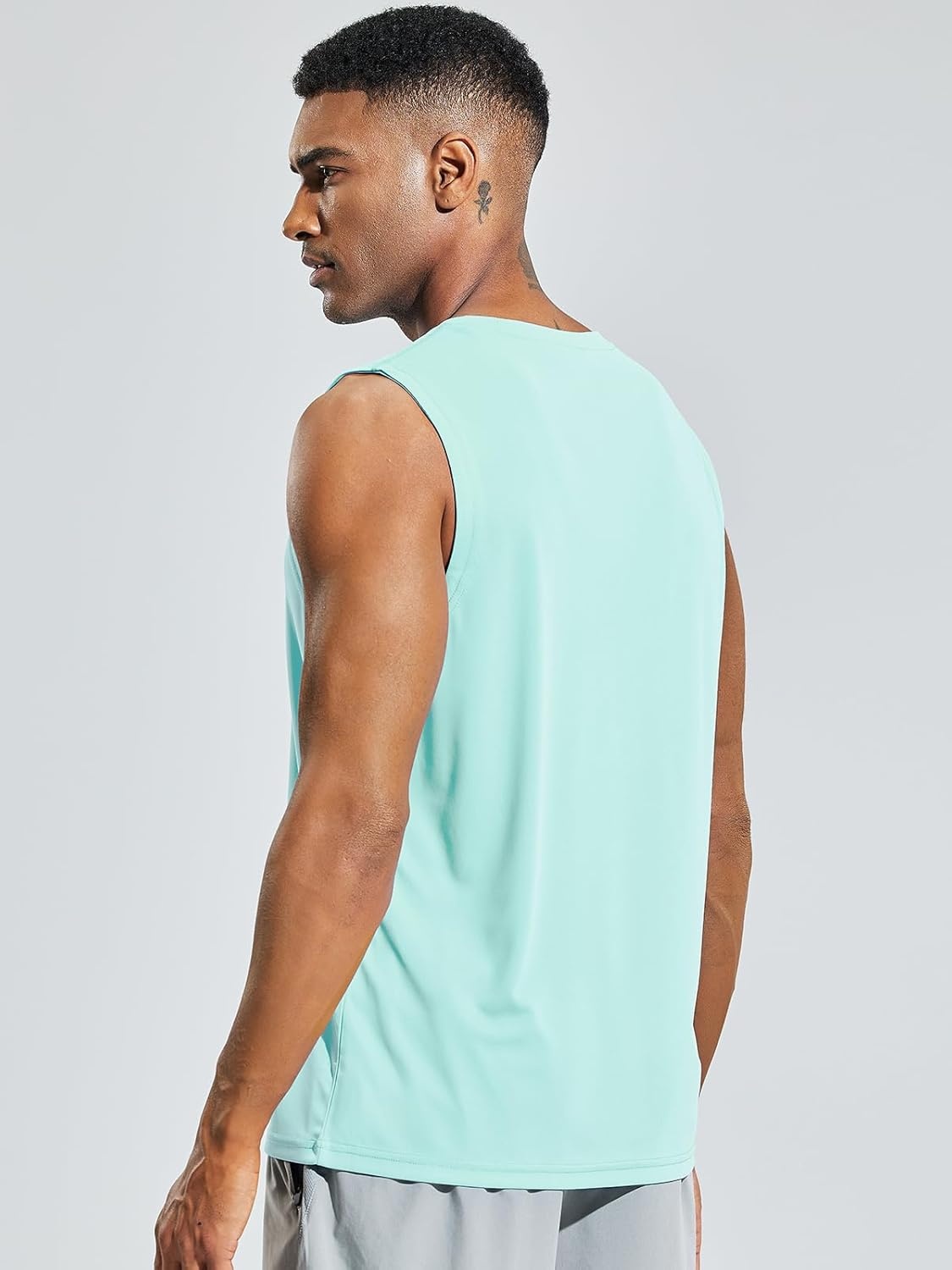 image:imageMIER Mens Workout Tank Tops UPF 50 Swim Shirts Quick Dry Running Sleeveless UV Protection Muscle TeesAqua