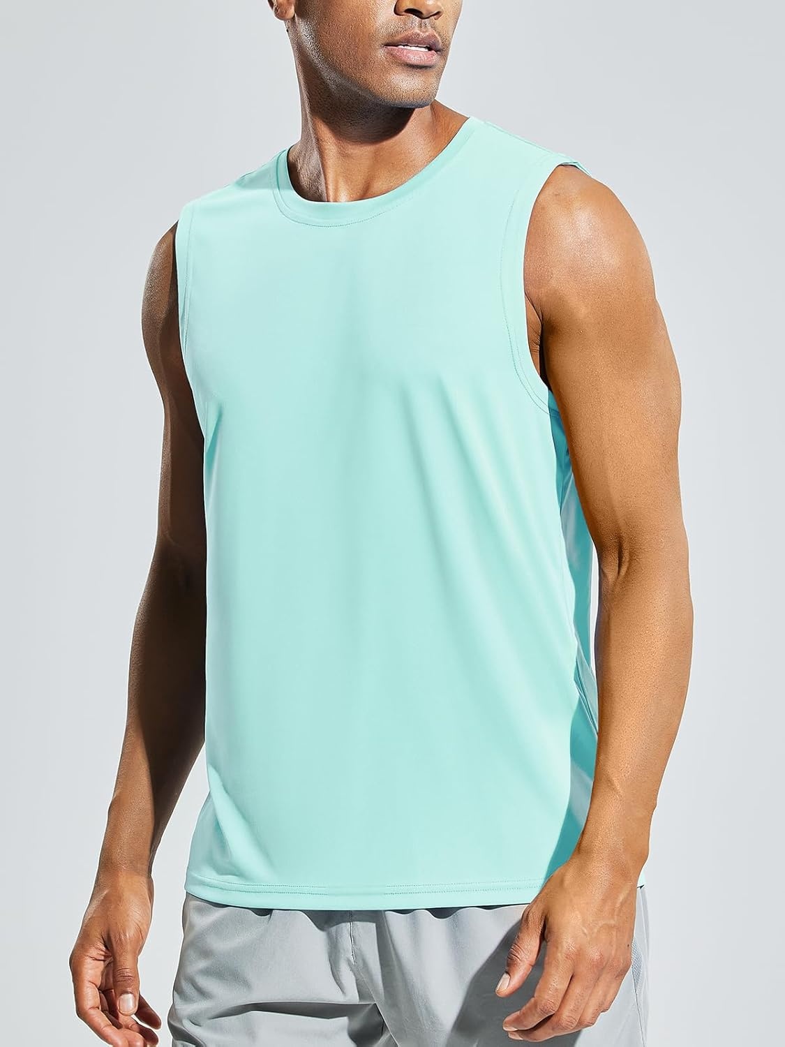 image:imageMIER Mens Workout Tank Tops UPF 50 Swim Shirts Quick Dry Running Sleeveless UV Protection Muscle TeesAqua