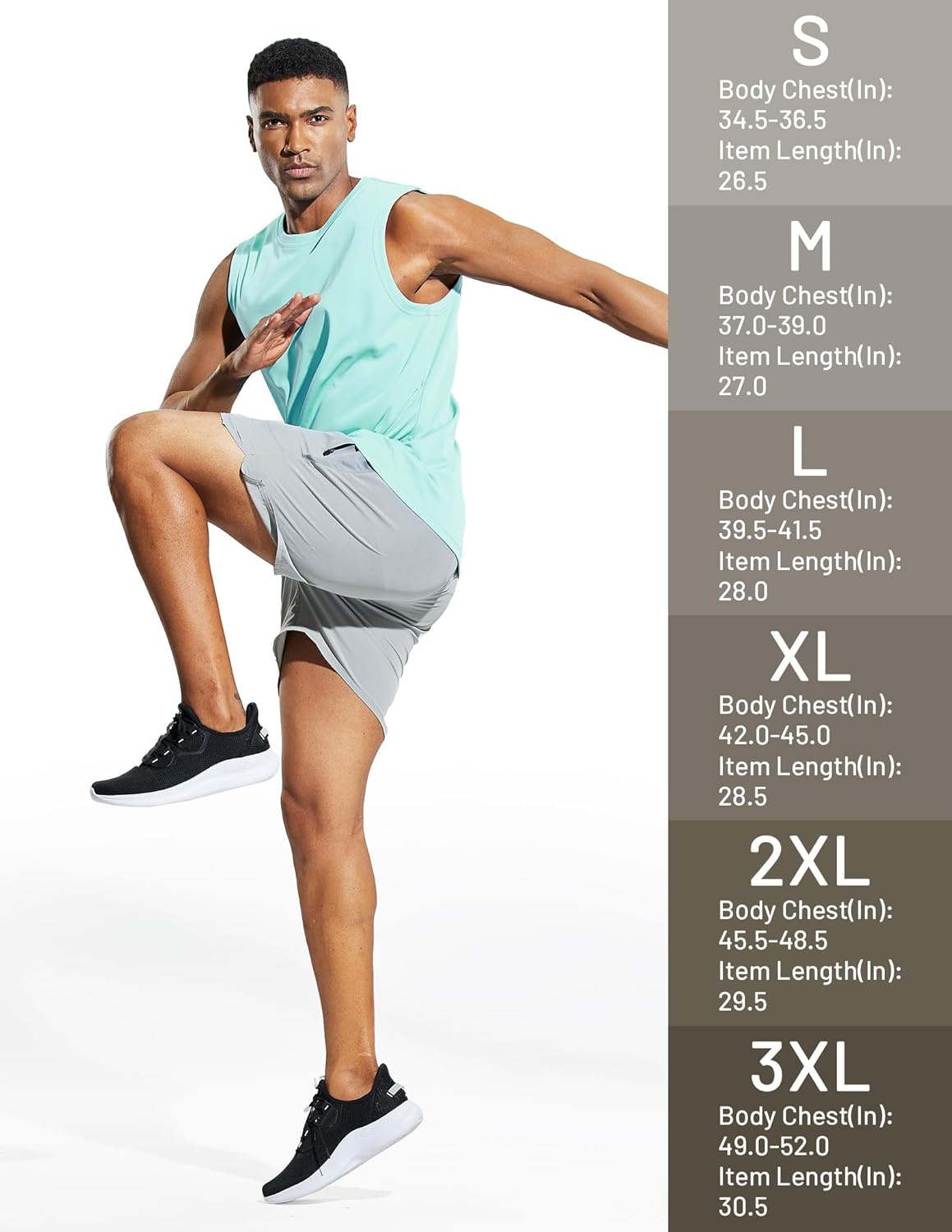 image:imageMIER Mens Workout Tank Tops UPF 50 Swim Shirts Quick Dry Running Sleeveless UV Protection Muscle TeesAqua