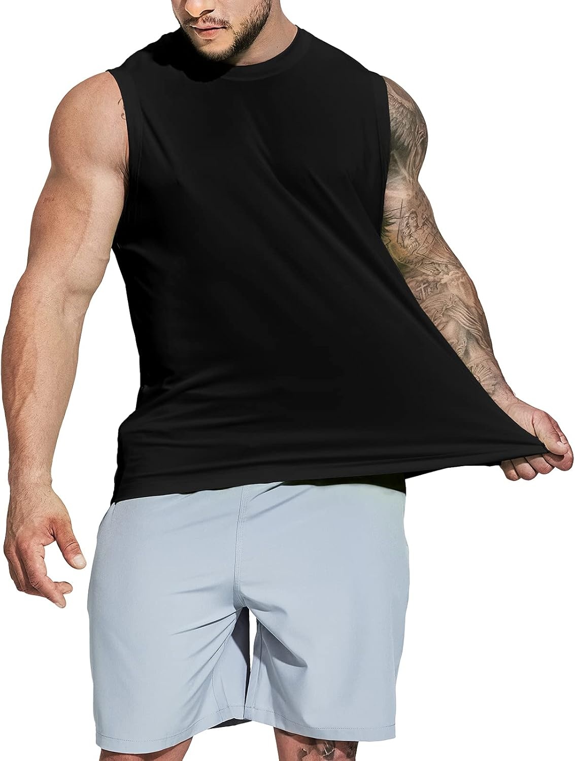 image:imageMIER Mens Workout Tank Tops UPF 50 Swim Shirts Quick Dry Running Sleeveless UV Protection Muscle TeesBlackBlackBlack