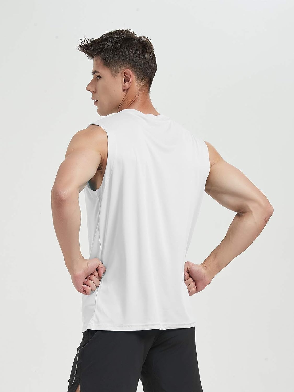 image:imageMIER Mens Workout Tank Tops UPF 50 Swim Shirts Quick Dry Running Sleeveless UV Protection Muscle TeesDark GreyLight BlueWhite