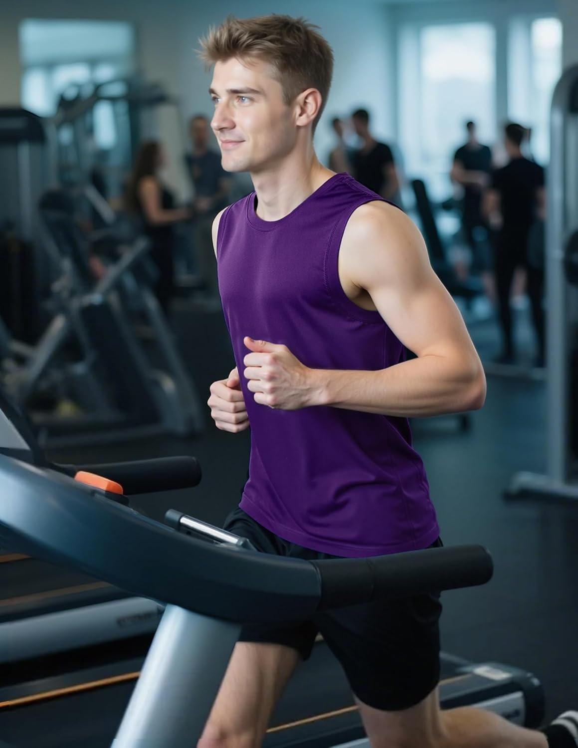 image:imageMIER Mens Workout Tank Tops UPF 50 Swim Shirts Quick Dry Running Sleeveless UV Protection Muscle TeesDeep Purple