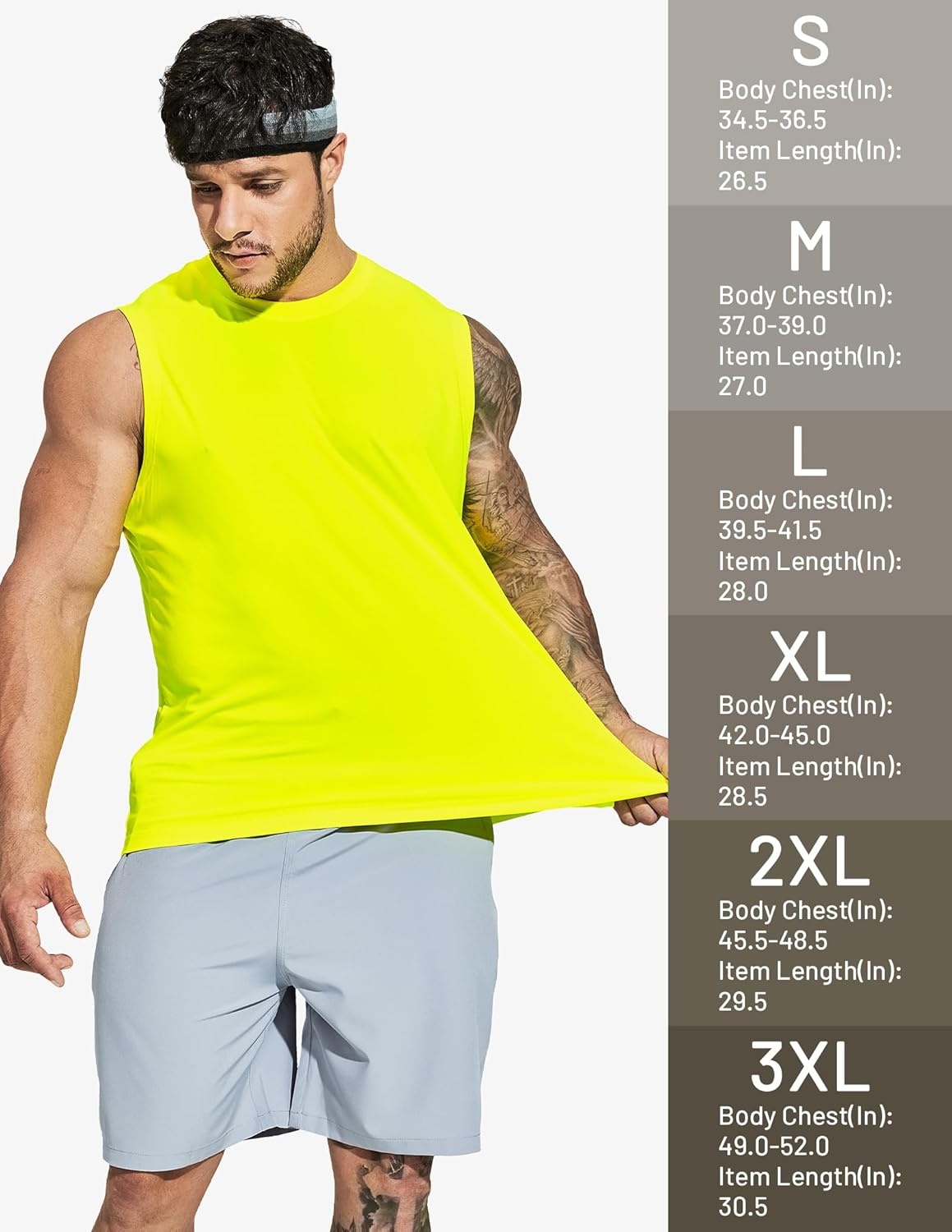 image:imageMIER Mens Workout Tank Tops UPF 50 Swim Shirts Quick Dry Running Sleeveless UV Protection Muscle TeesFluorescent Yellow