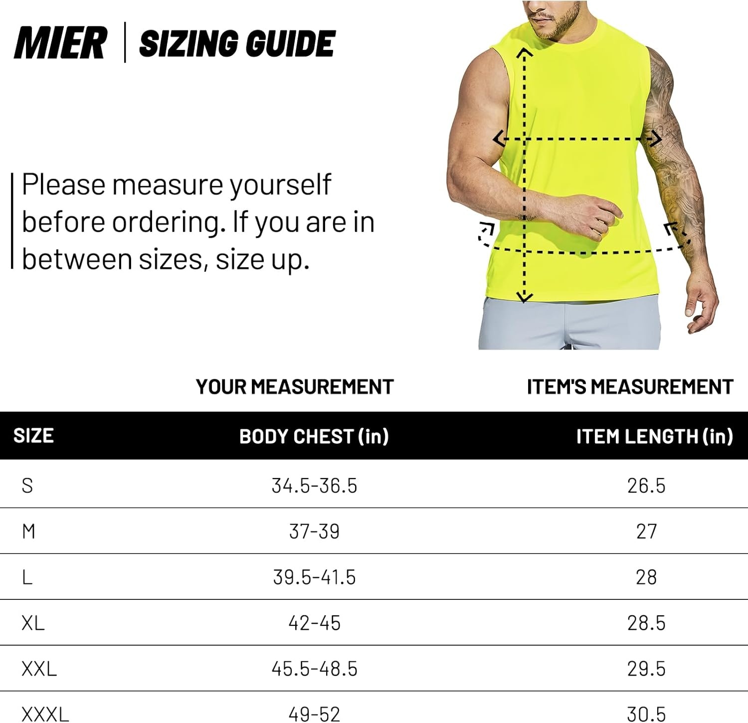 image:imageMIER Mens Workout Tank Tops UPF 50 Swim Shirts Quick Dry Running Sleeveless UV Protection Muscle TeesFluorescent Yellow