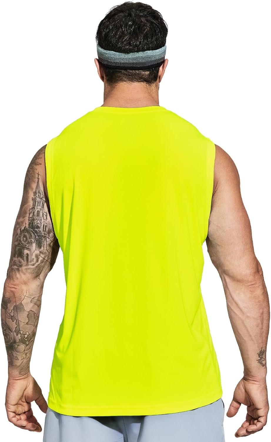 image:imageMIER Mens Workout Tank Tops UPF 50 Swim Shirts Quick Dry Running Sleeveless UV Protection Muscle TeesFluorescent Yellow