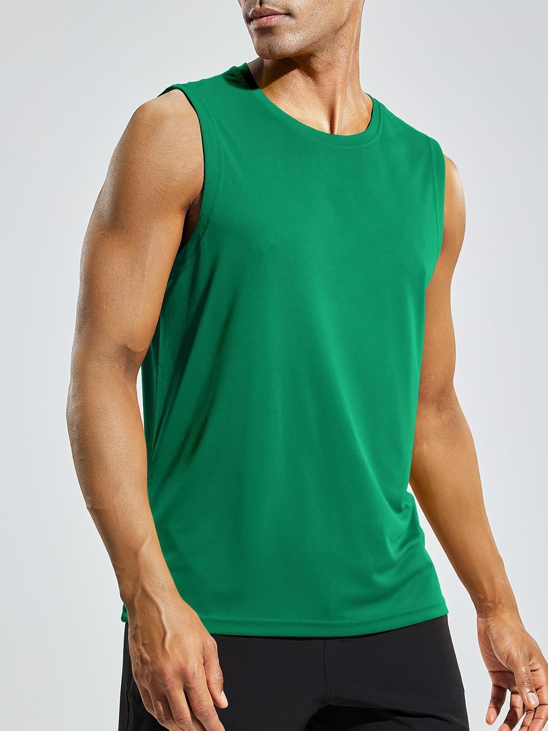 image:imageMIER Mens Workout Tank Tops UPF 50 Swim Shirts Quick Dry Running Sleeveless UV Protection Muscle TeesGreen