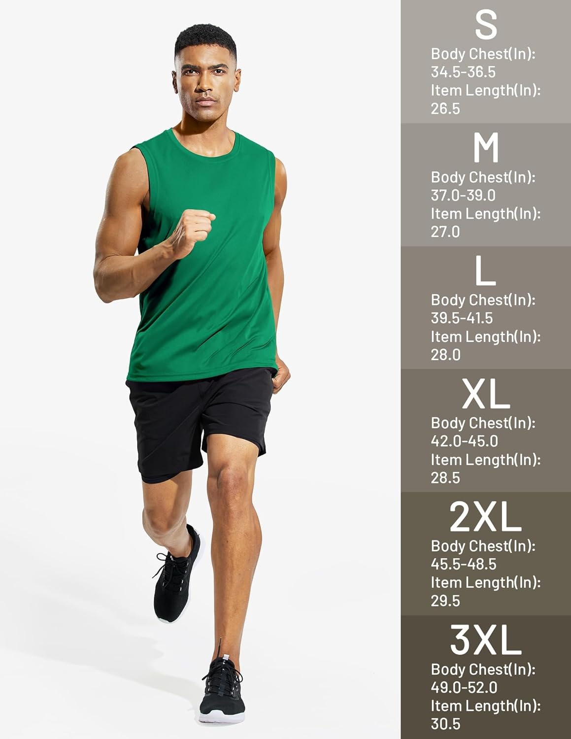 image:imageMIER Mens Workout Tank Tops UPF 50 Swim Shirts Quick Dry Running Sleeveless UV Protection Muscle TeesGreen