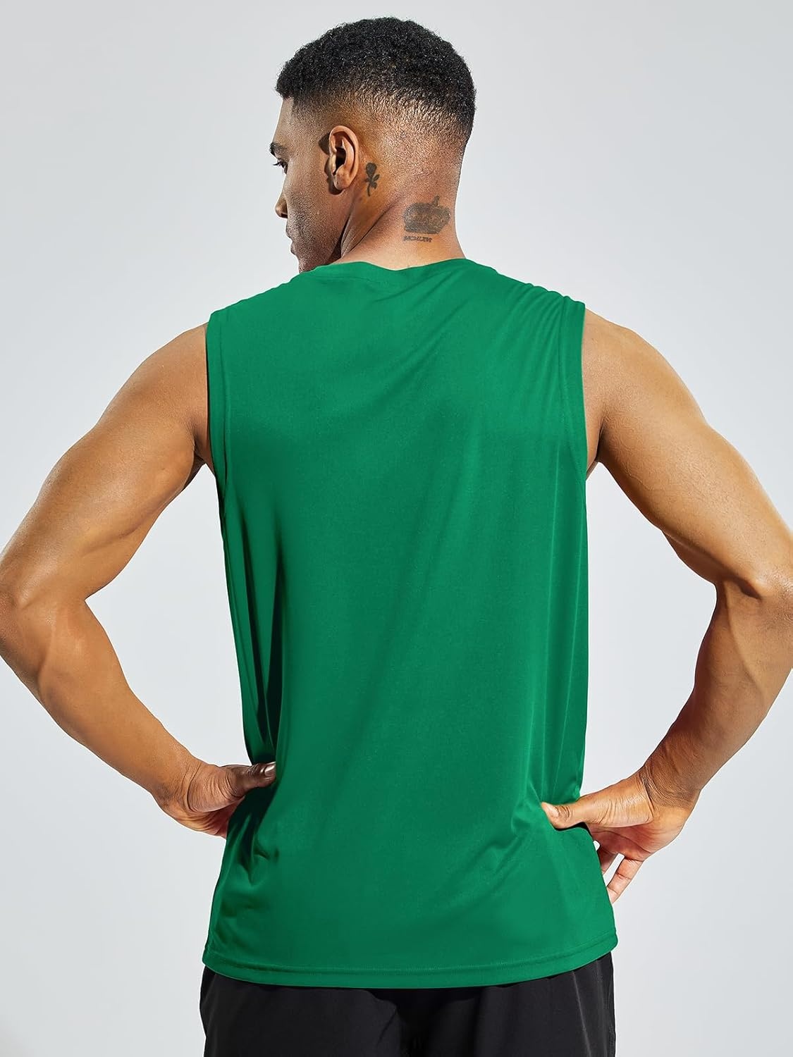 image:imageMIER Mens Workout Tank Tops UPF 50 Swim Shirts Quick Dry Running Sleeveless UV Protection Muscle TeesGreen