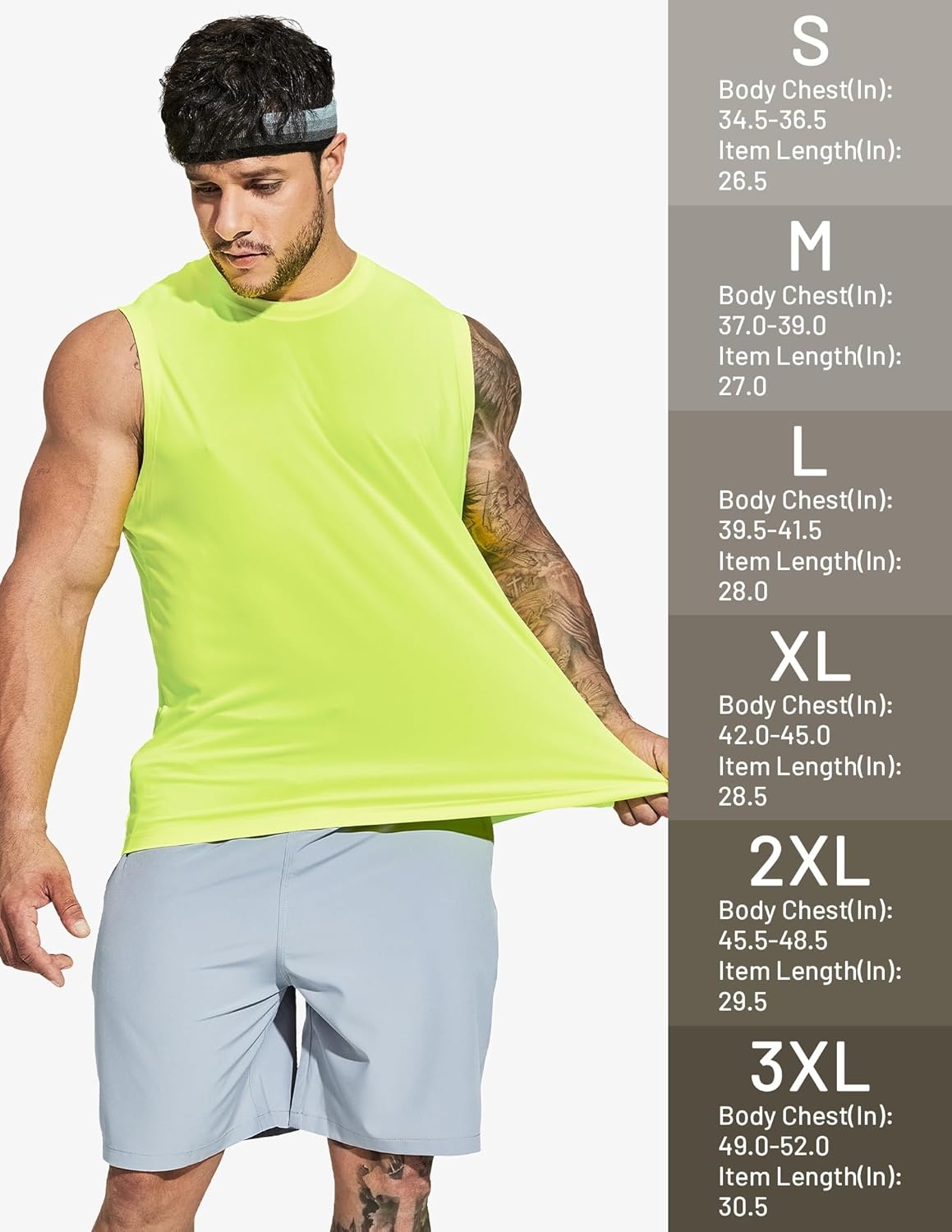 image:imageMIER Mens Workout Tank Tops UPF 50 Swim Shirts Quick Dry Running Sleeveless UV Protection Muscle TeesLemon Green