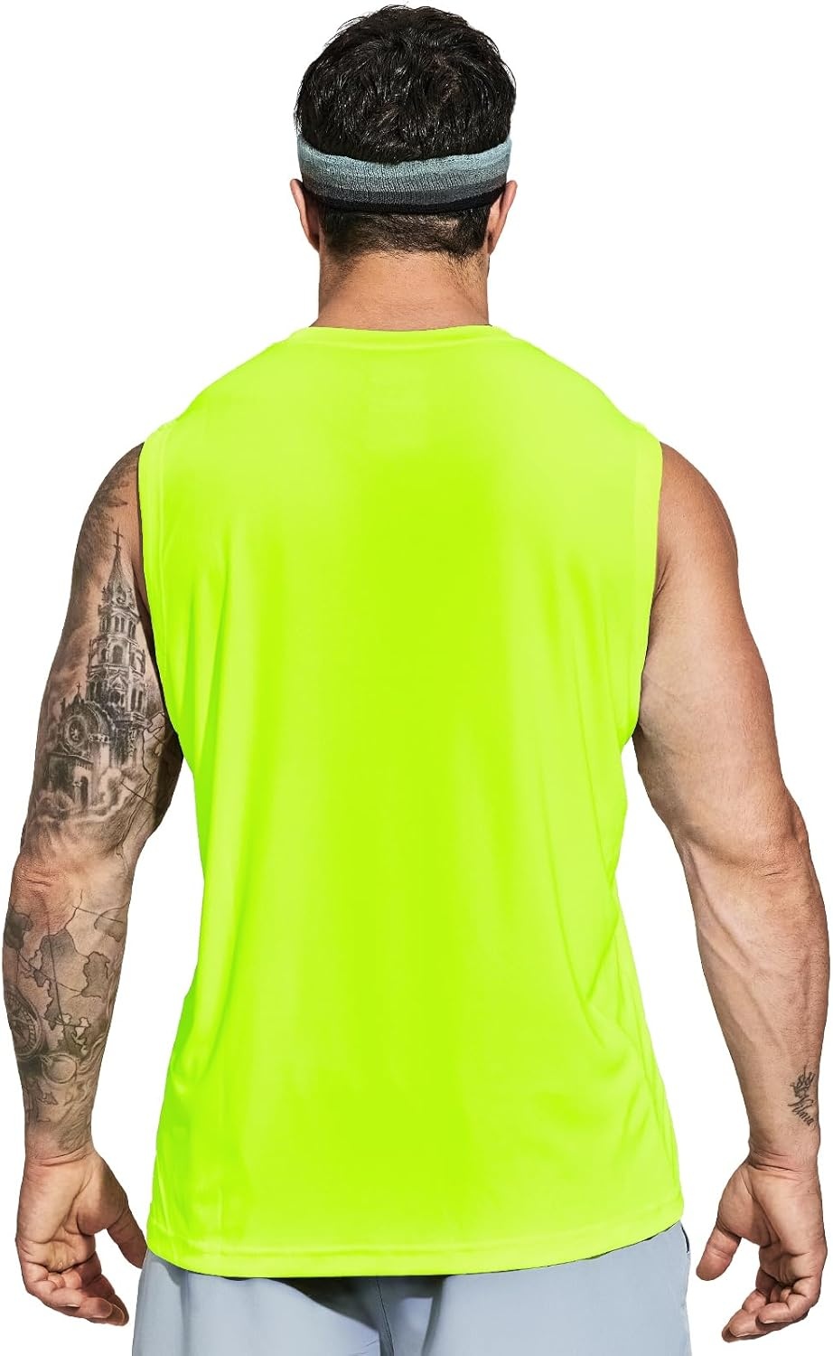 image:imageMIER Mens Workout Tank Tops UPF 50 Swim Shirts Quick Dry Running Sleeveless UV Protection Muscle TeesLemon Green