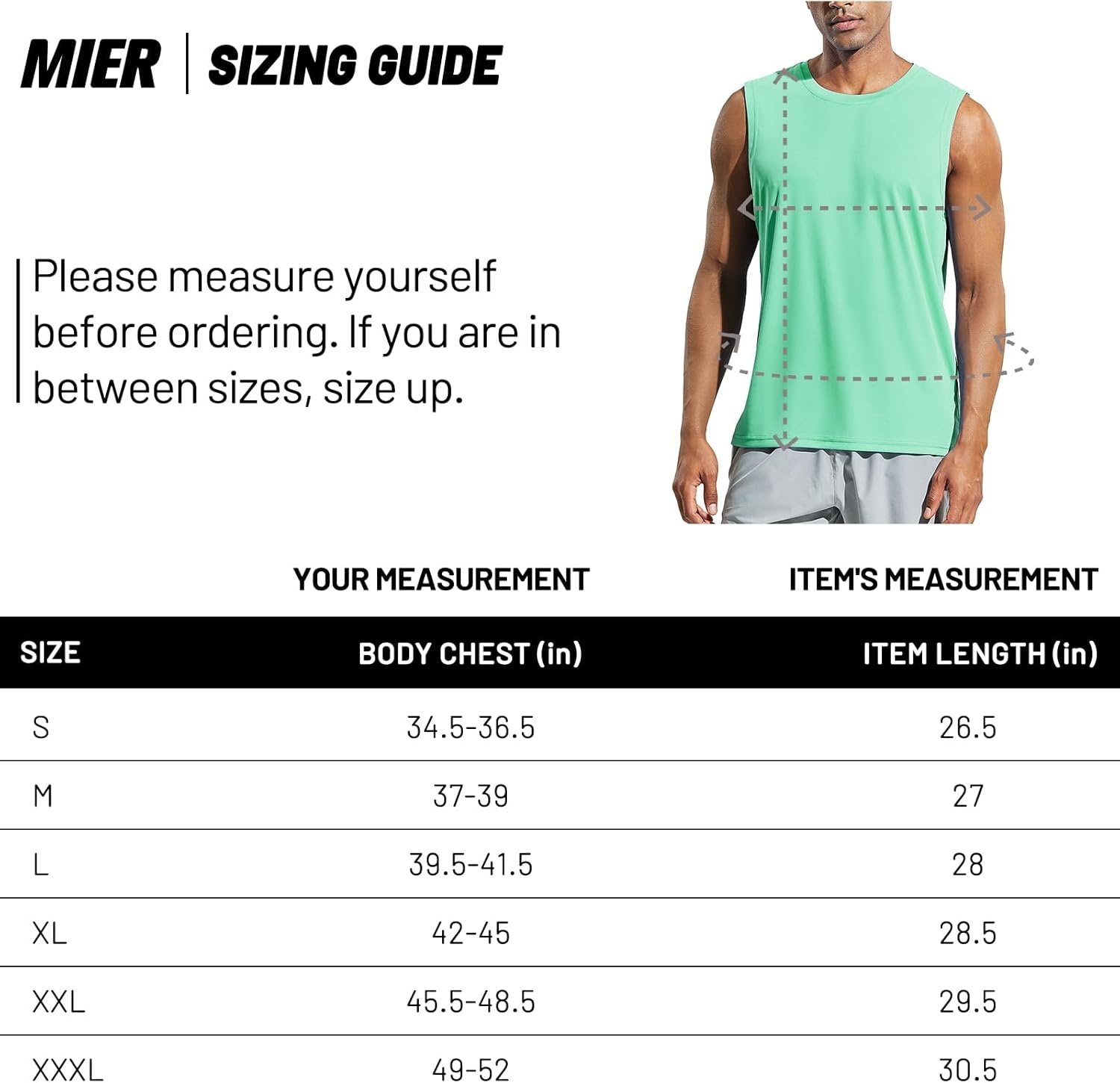 image:imageMIER Mens Workout Tank Tops UPF 50 Swim Shirts Quick Dry Running Sleeveless UV Protection Muscle TeesLight Green