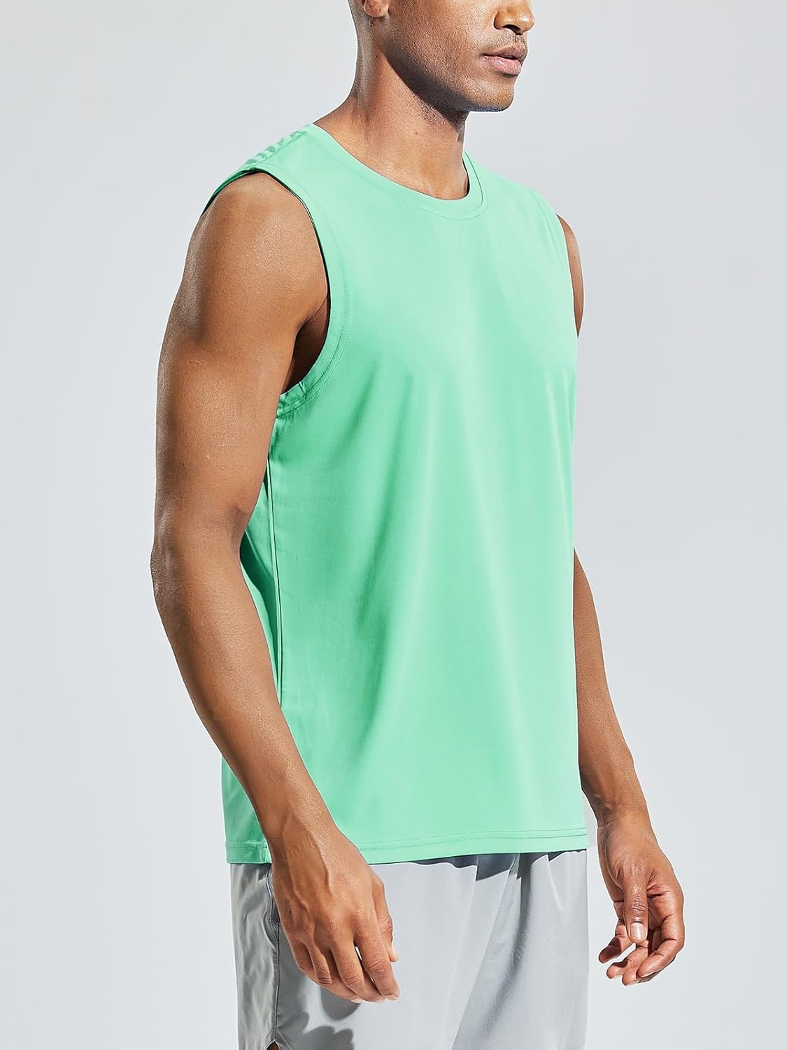 image:imageMIER Mens Workout Tank Tops UPF 50 Swim Shirts Quick Dry Running Sleeveless UV Protection Muscle TeesLight Green