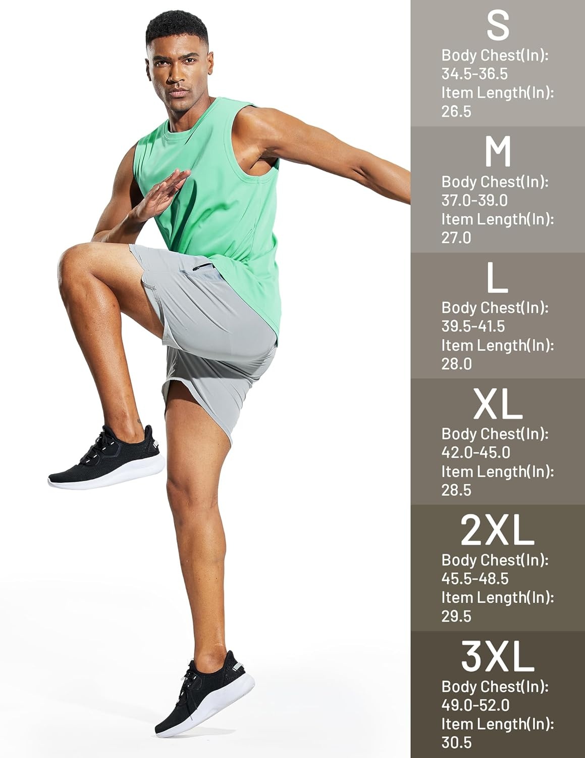 image:imageMIER Mens Workout Tank Tops UPF 50 Swim Shirts Quick Dry Running Sleeveless UV Protection Muscle TeesLight Green