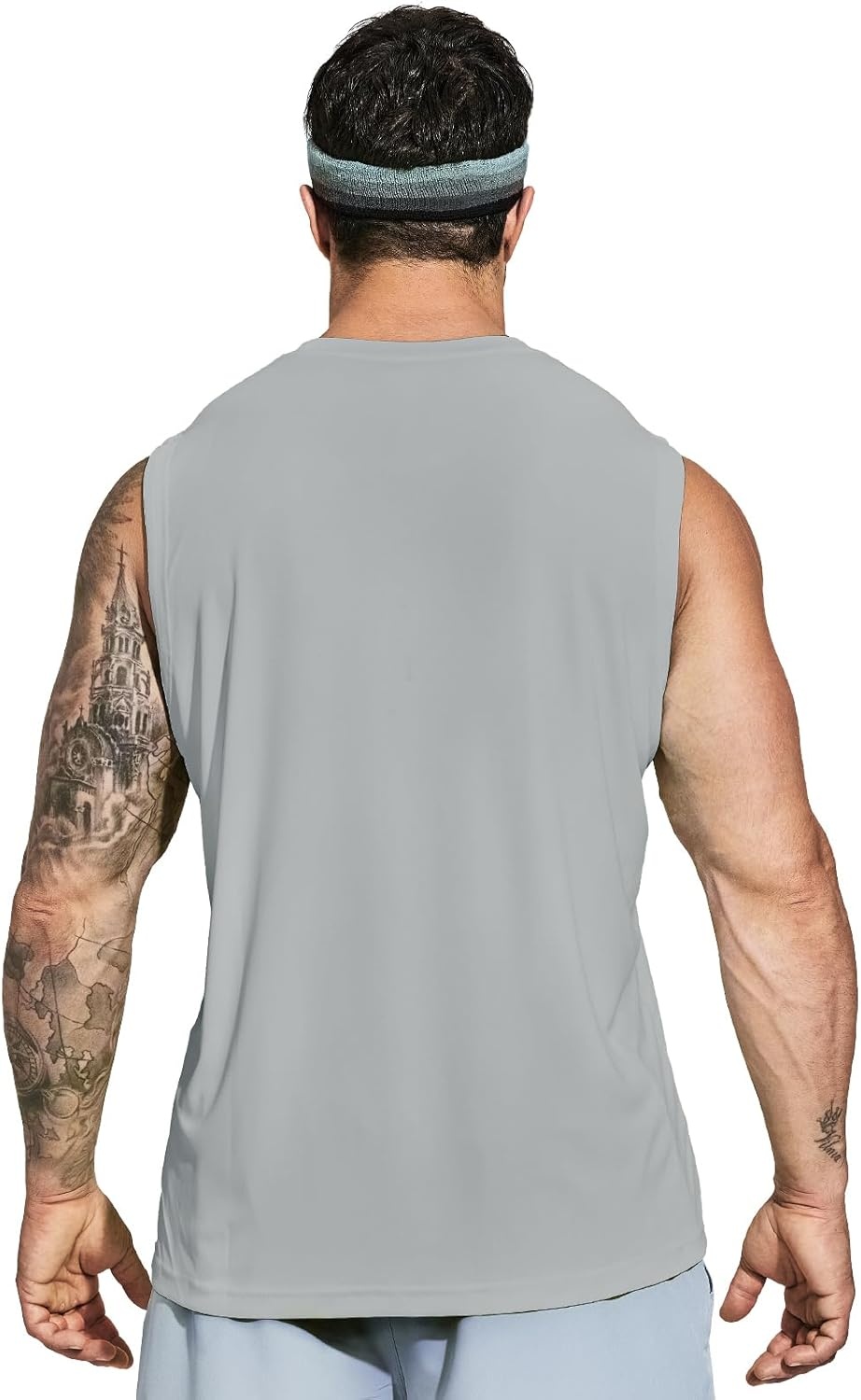 image:imageMIER Mens Workout Tank Tops UPF 50 Swim Shirts Quick Dry Running Sleeveless UV Protection Muscle TeesLight Grey