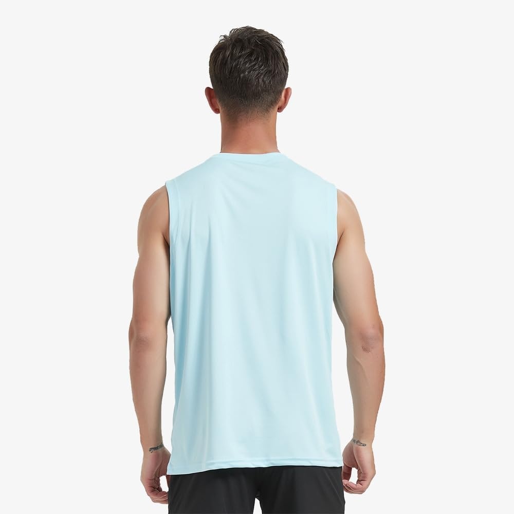 image:imageMIER Mens Workout Tank Tops UPF 50 Swim Shirts Quick Dry Running Sleeveless UV Protection Muscle TeesLight GreyLight BlueWhite