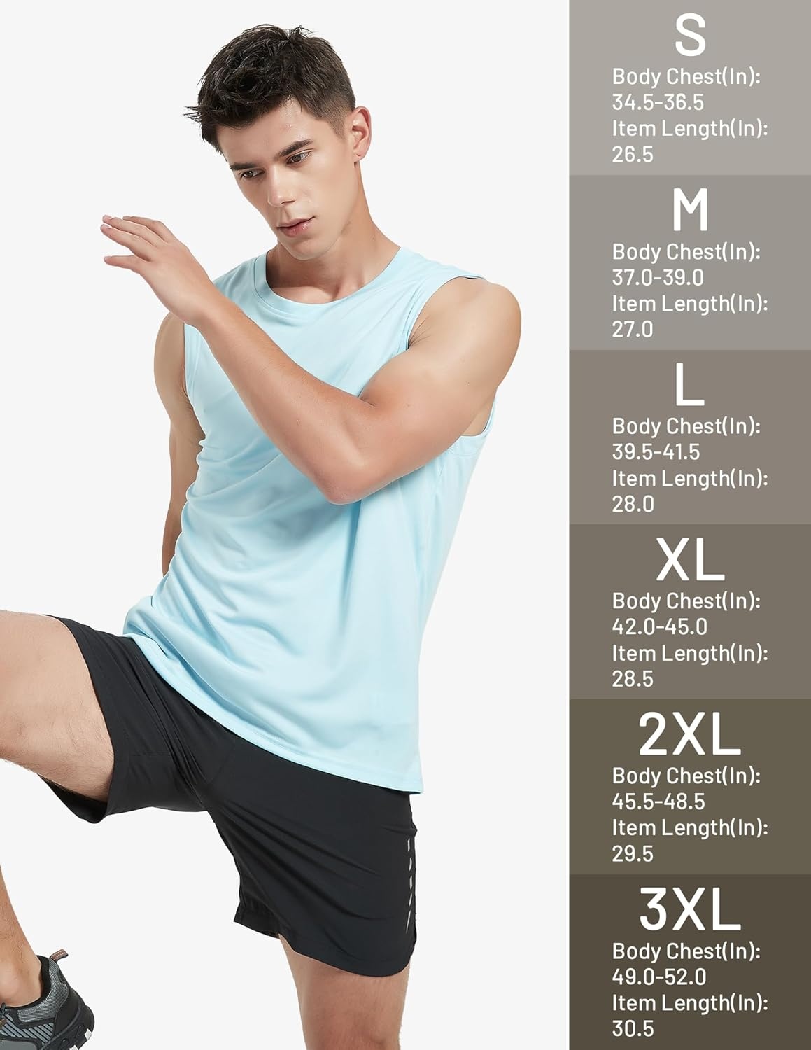 image:imageMIER Mens Workout Tank Tops UPF 50 Swim Shirts Quick Dry Running Sleeveless UV Protection Muscle TeesLight GreyLight BlueWhite