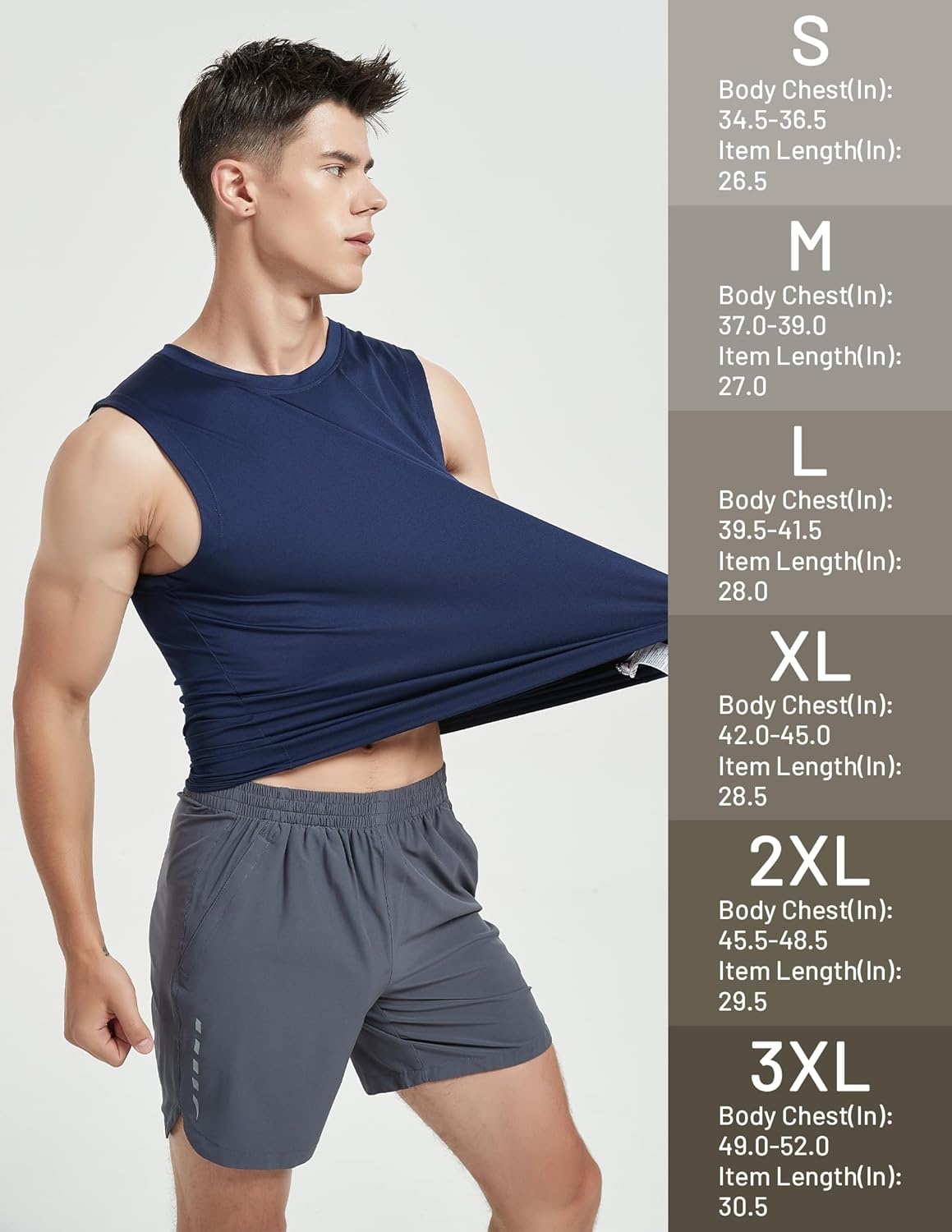 image:imageMIER Mens Workout Tank Tops UPF 50 Swim Shirts Quick Dry Running Sleeveless UV Protection Muscle TeesNavy