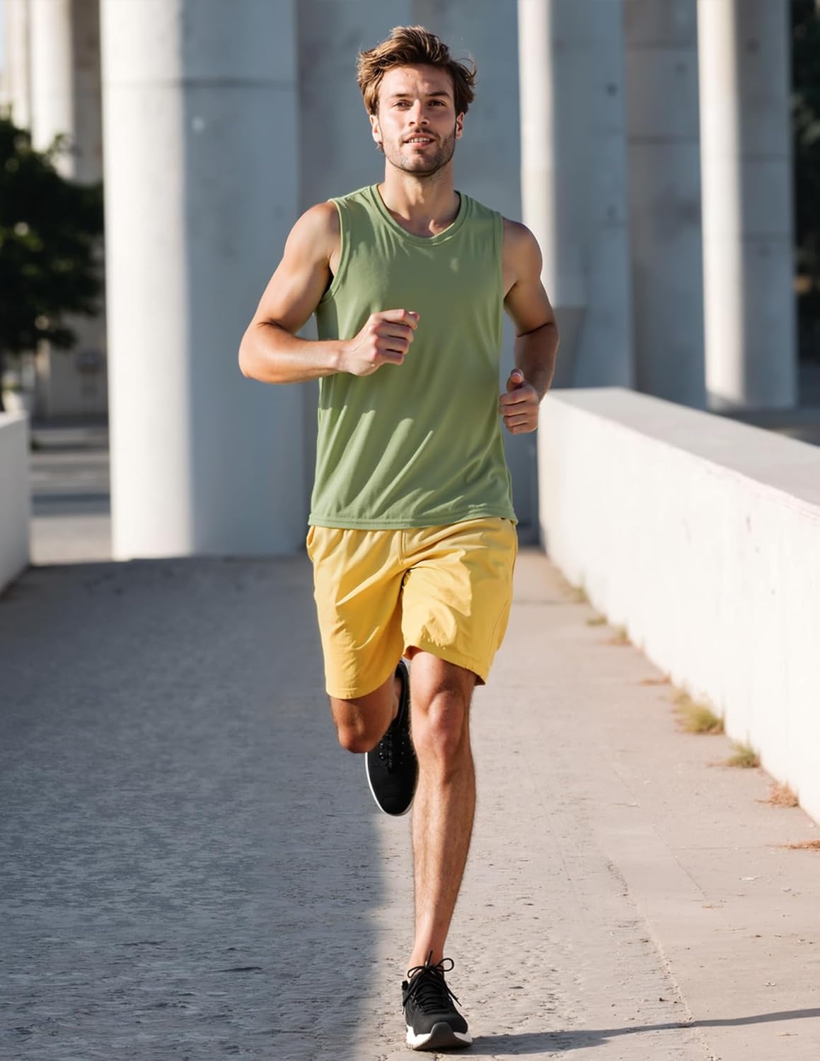 image:imageMIER Mens Workout Tank Tops UPF 50 Swim Shirts Quick Dry Running Sleeveless UV Protection Muscle TeesOlive