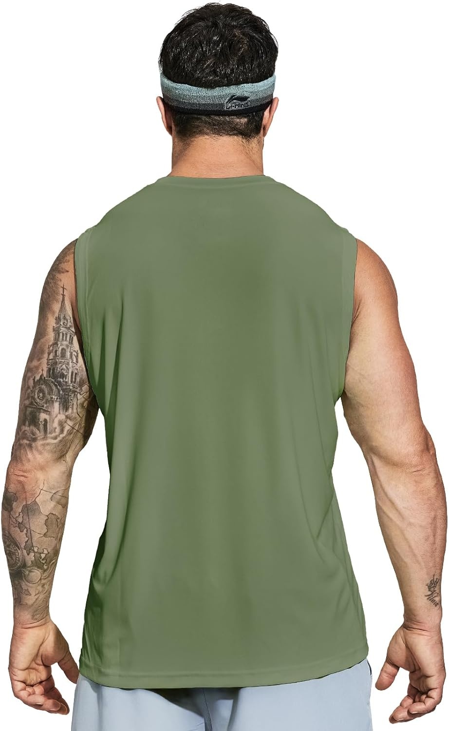 image:imageMIER Mens Workout Tank Tops UPF 50 Swim Shirts Quick Dry Running Sleeveless UV Protection Muscle TeesOlive