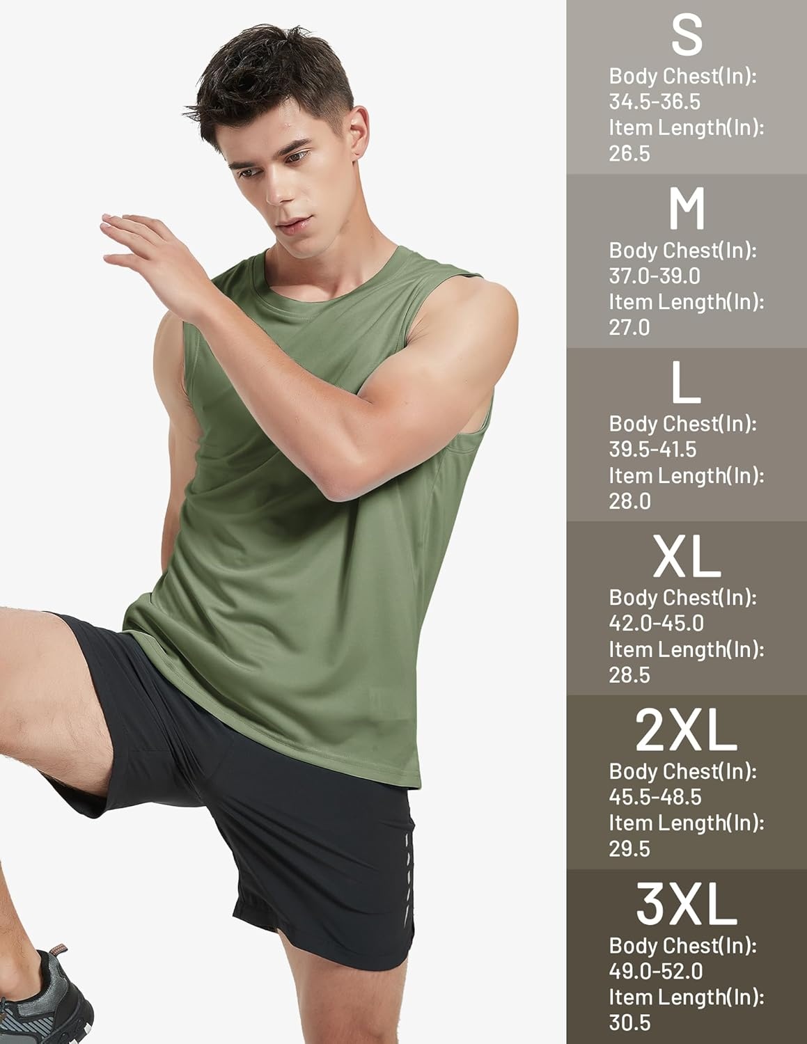 image:imageMIER Mens Workout Tank Tops UPF 50 Swim Shirts Quick Dry Running Sleeveless UV Protection Muscle TeesOlive