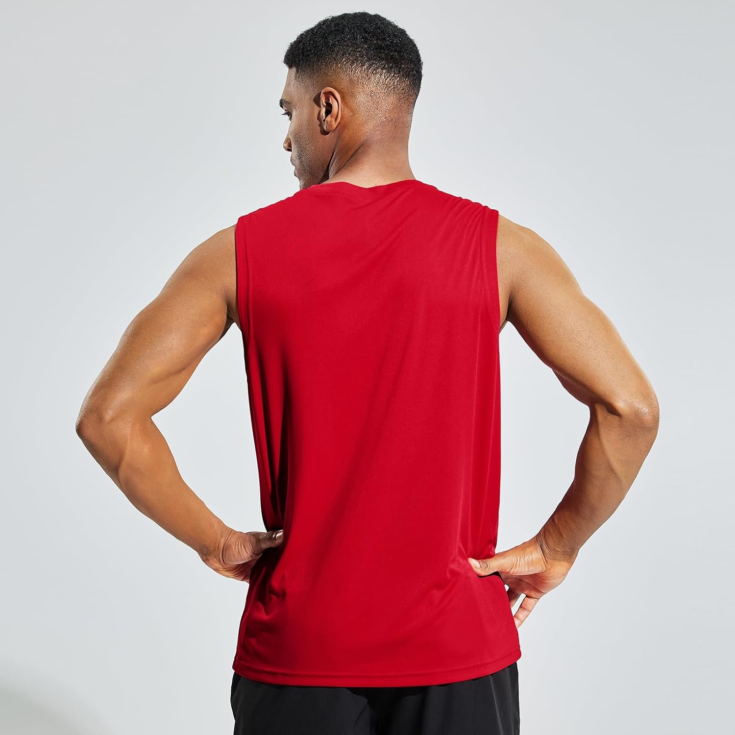 image:imageMIER Mens Workout Tank Tops UPF 50 Swim Shirts Quick Dry Running Sleeveless UV Protection Muscle TeesRed