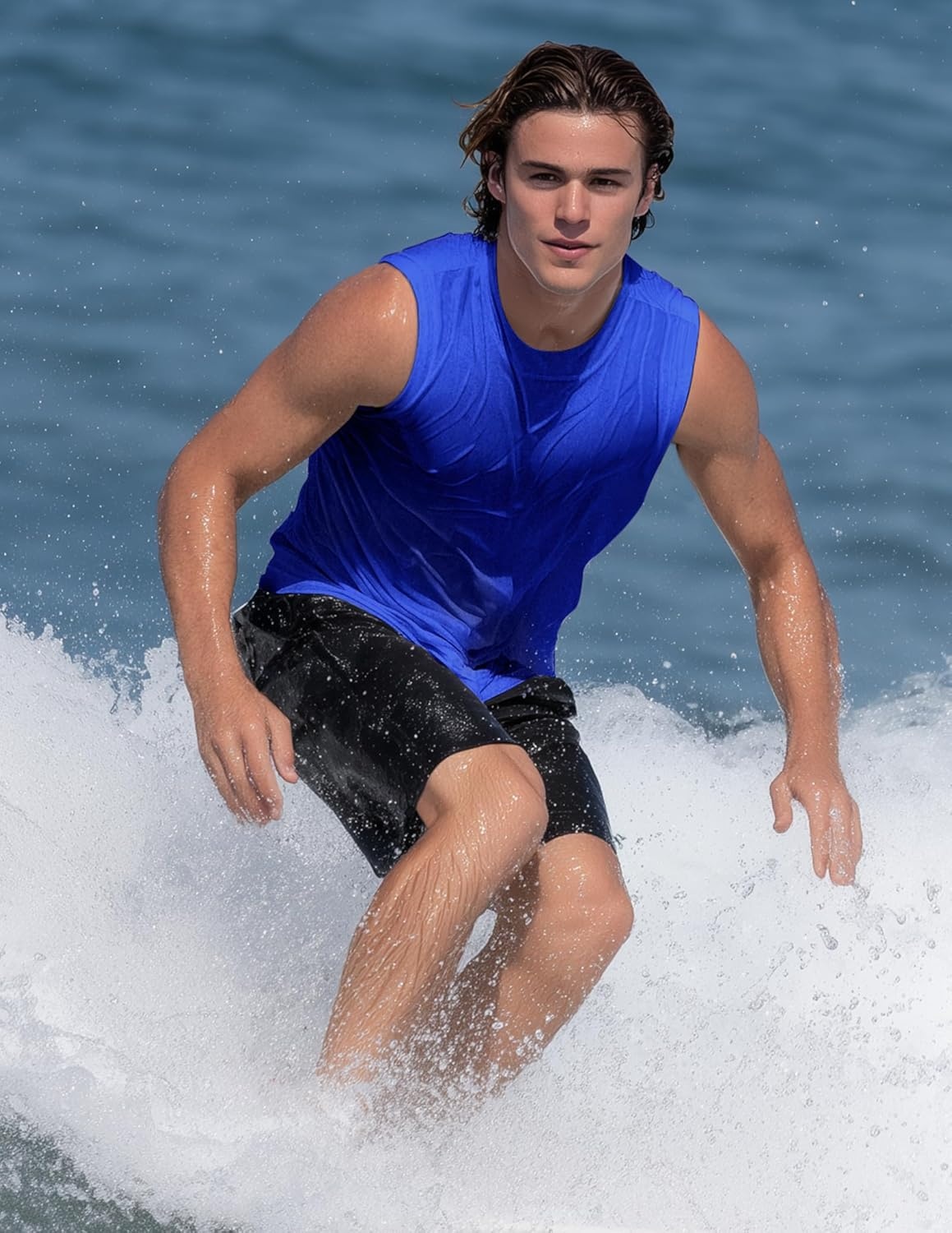 image:imageMIER Mens Workout Tank Tops UPF 50 Swim Shirts Quick Dry Running Sleeveless UV Protection Muscle TeesRoyal Blue