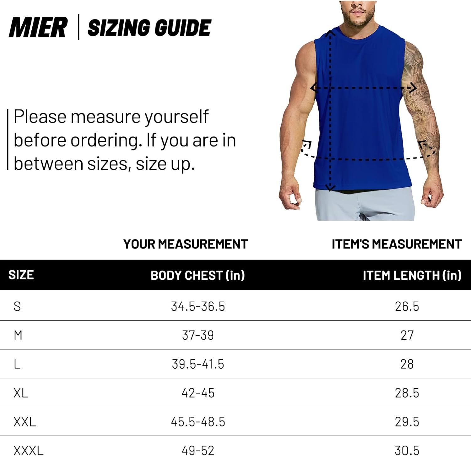 image:imageMIER Mens Workout Tank Tops UPF 50 Swim Shirts Quick Dry Running Sleeveless UV Protection Muscle TeesRoyal Blue