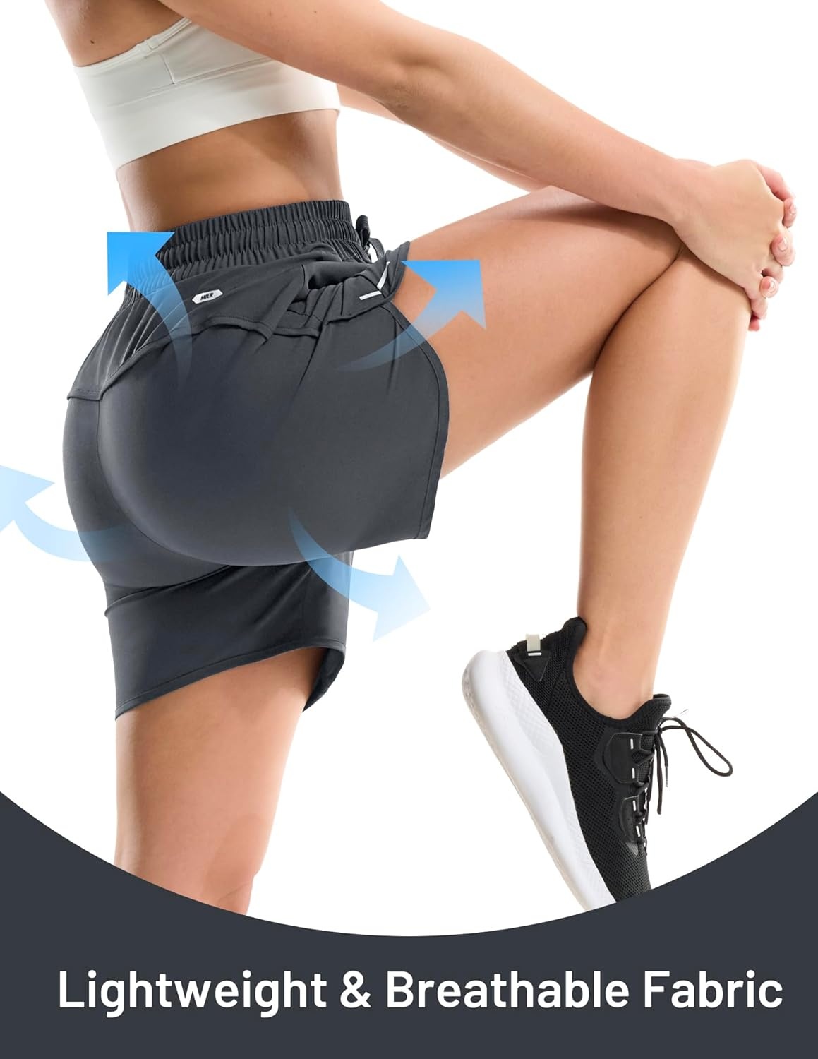 image:imageMIER Running Shorts for Women 5 Inch Lightweight Athletic Quick Dry Shorts with Pockets for Workout Gym Active Mid WaistedDark Grey